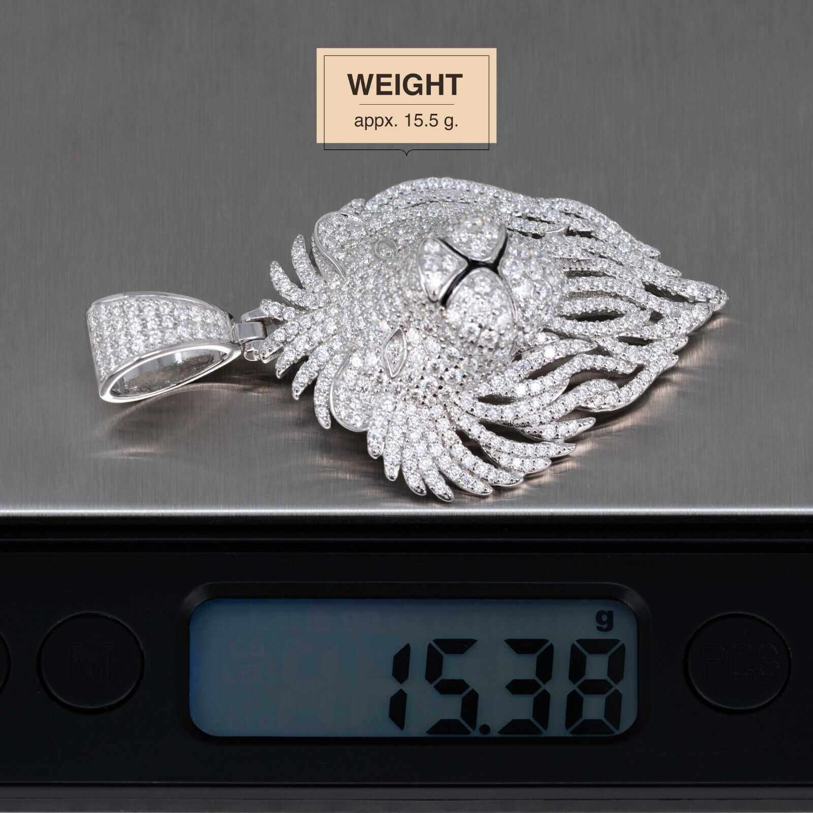 Moissanite Lion Head jewelry piece with moissanite stones