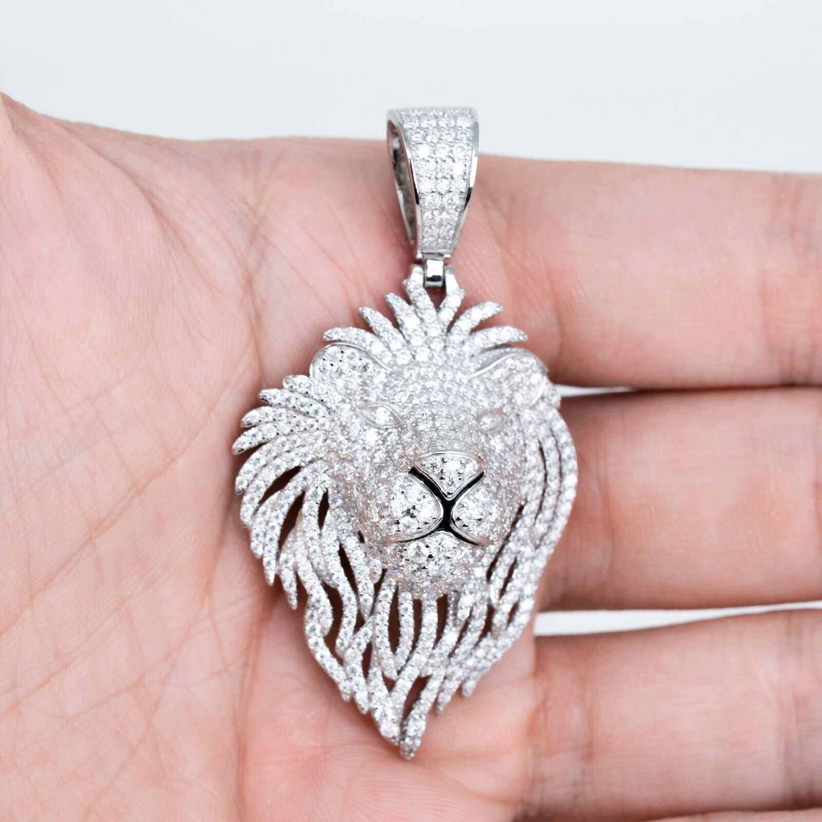 Iced Moissanite Lion Head pendant with GRA certification