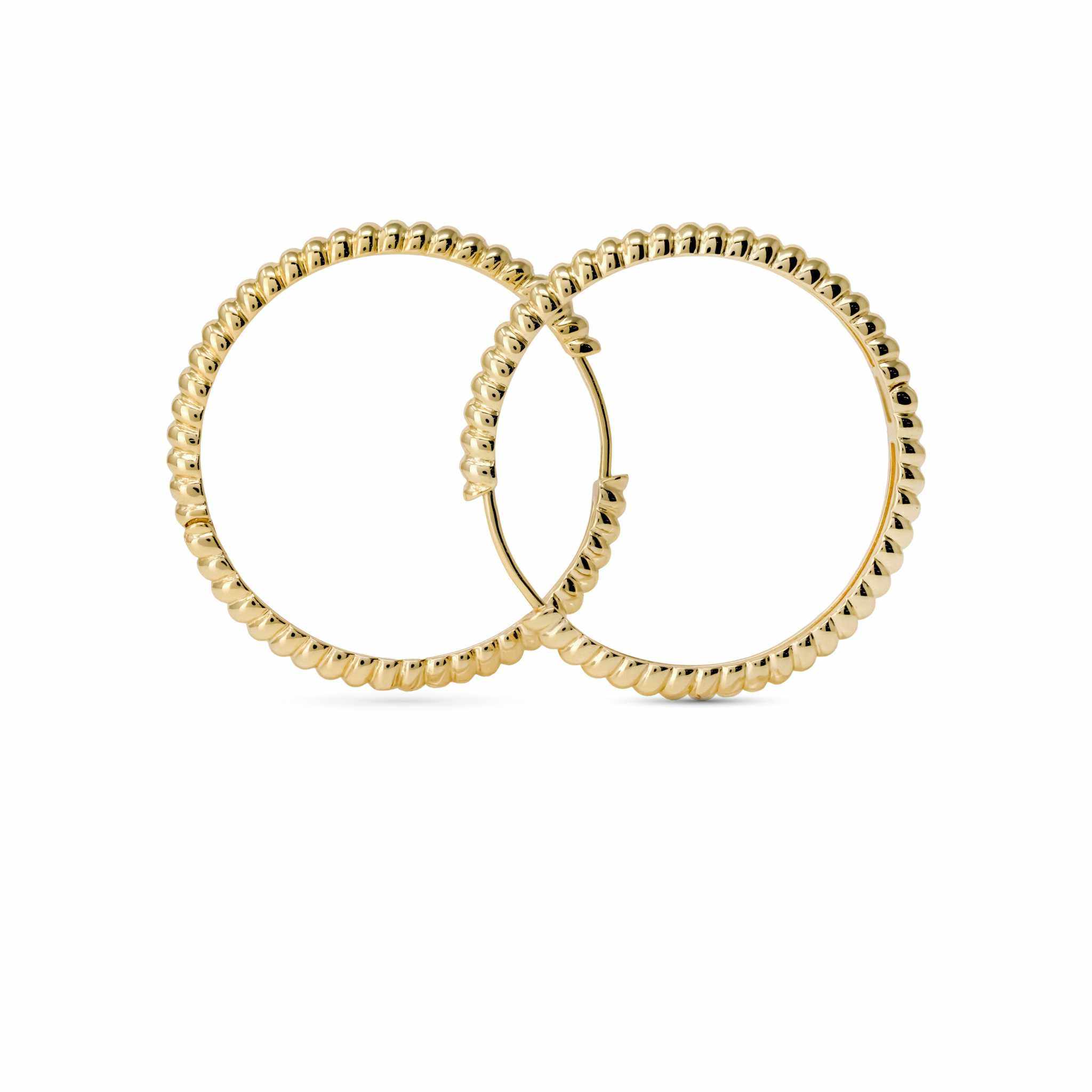 14k gold plated Croissant Hoops with a luxurious and timeless design.