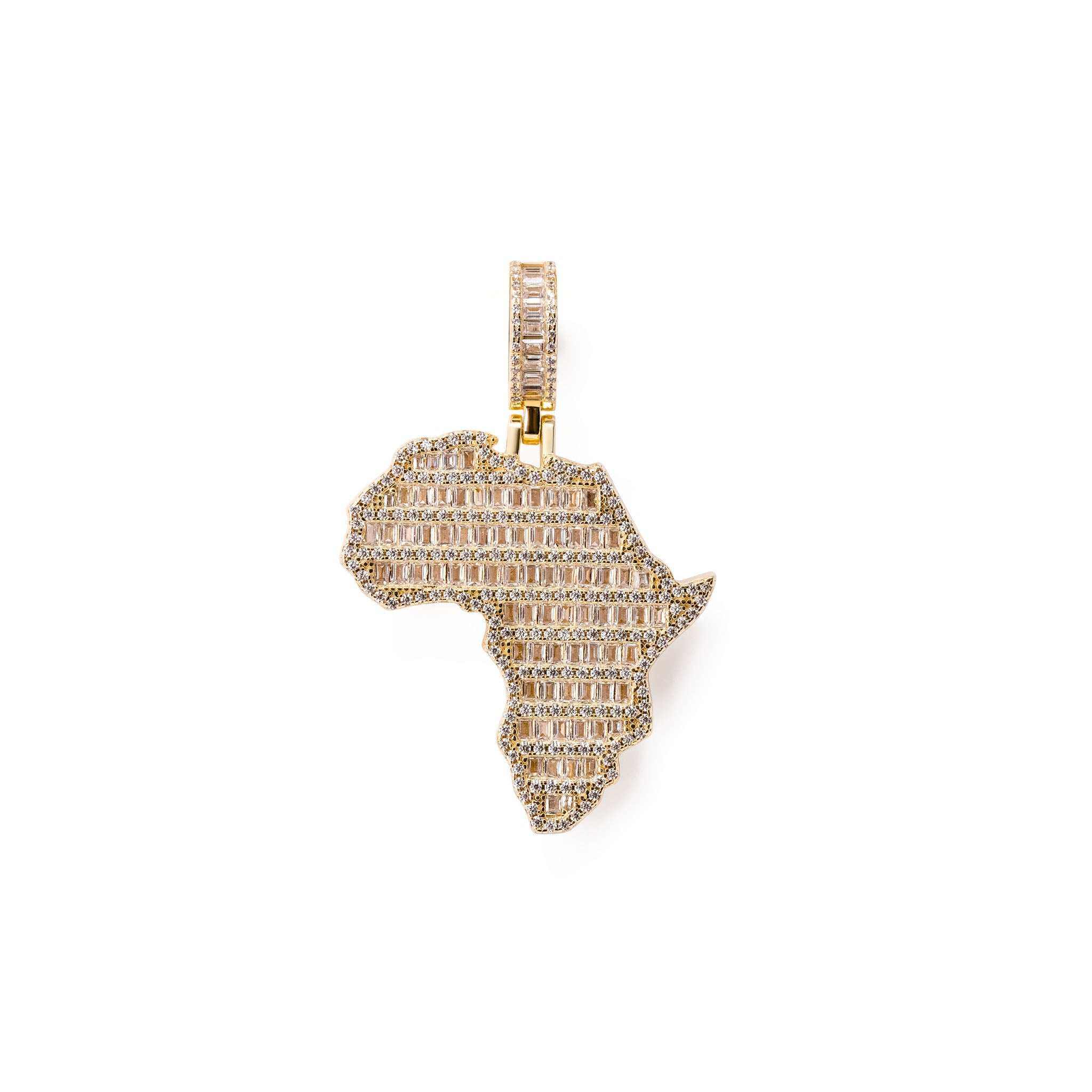 Africa pendant crafted from solid 925 sterling silver with micropave CZ diamonds, handmade in Italy.