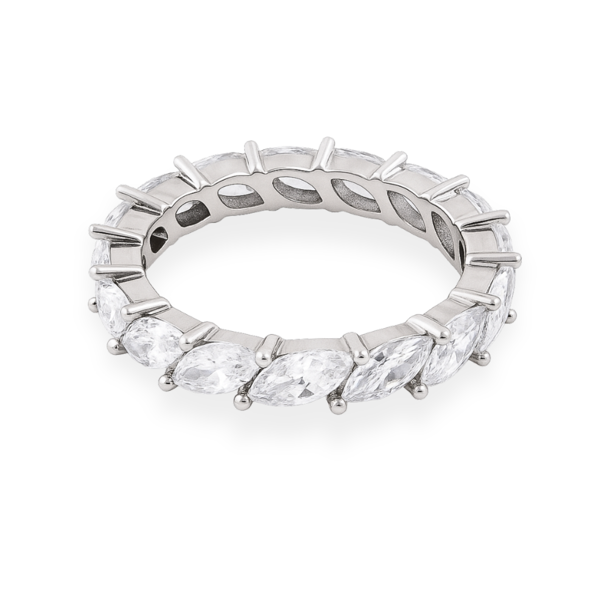 Moissanite Marquise Cut Eternity Band in 925 Sterling Silver