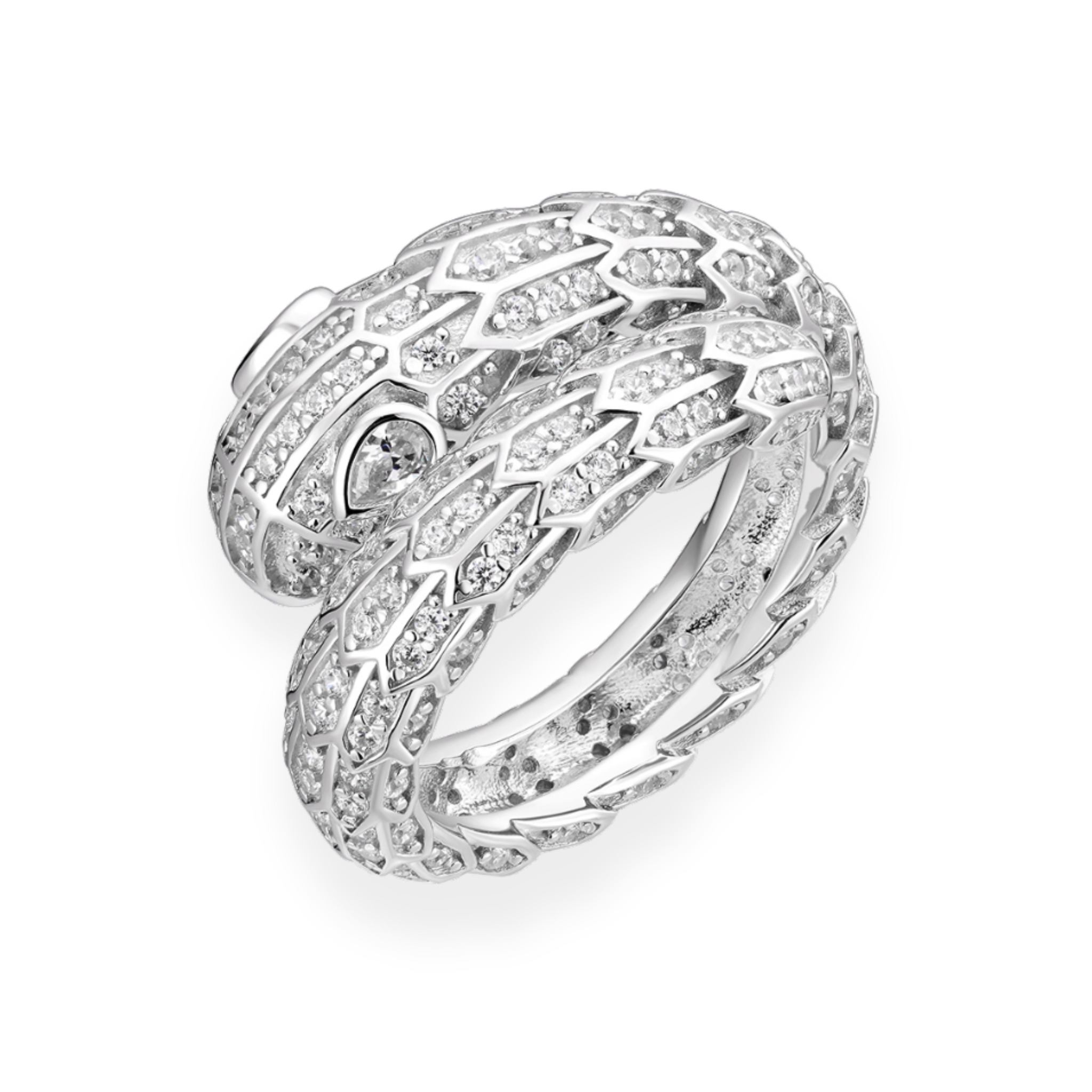 Moissanite Snake Ring in 925 Sterling Silver