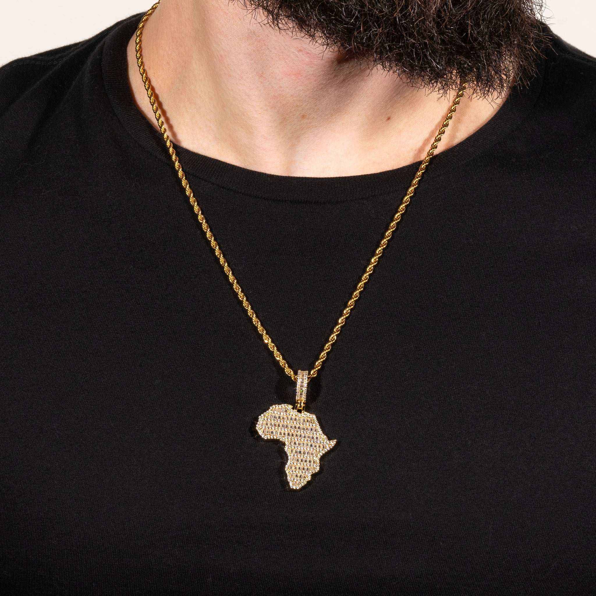 Africa pendant in solid 925 sterling silver with micropave CZ diamonds, no chain included.