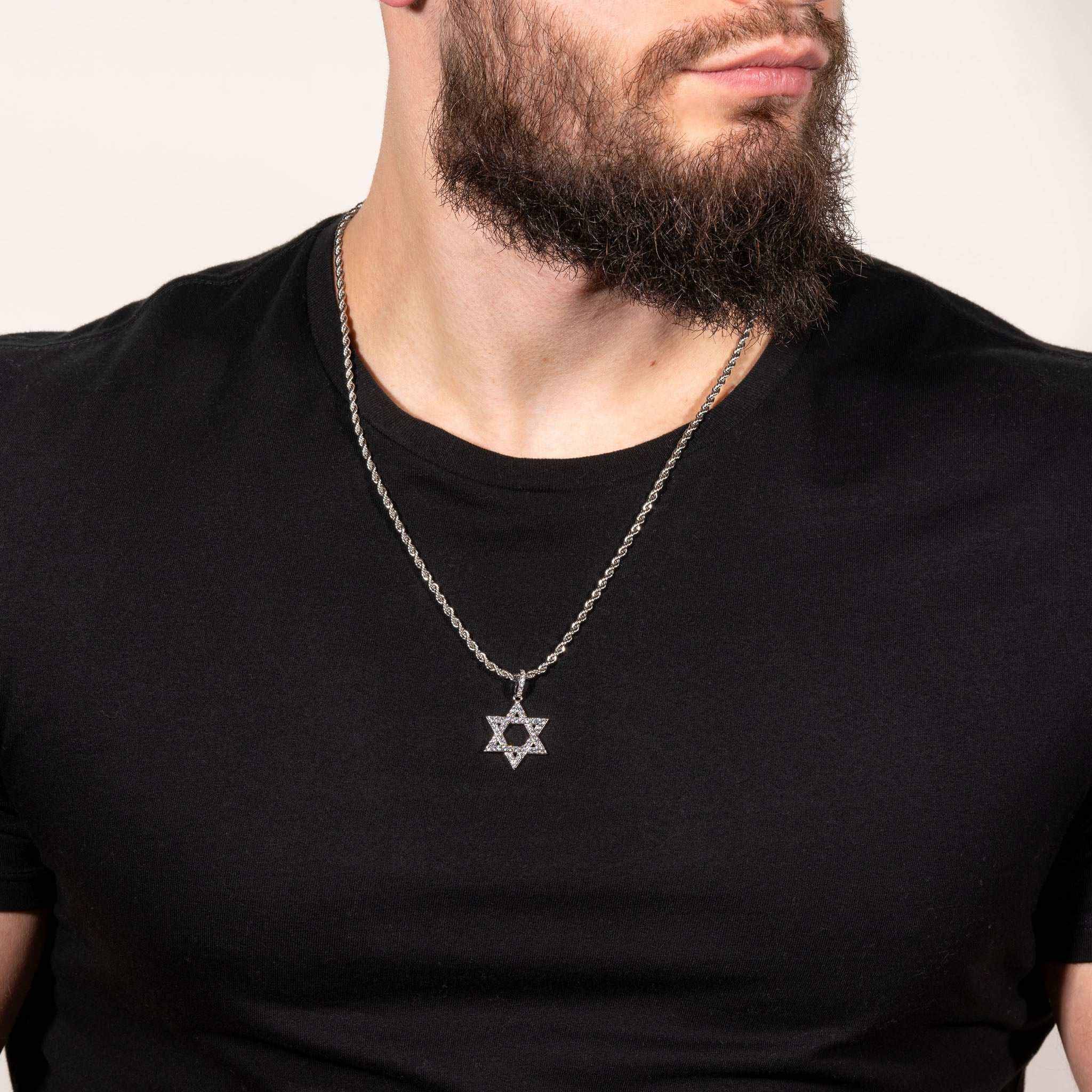 Jewish Magen Star Of David Pendant - Solid 925 Sterling Silver Men's Jewelry