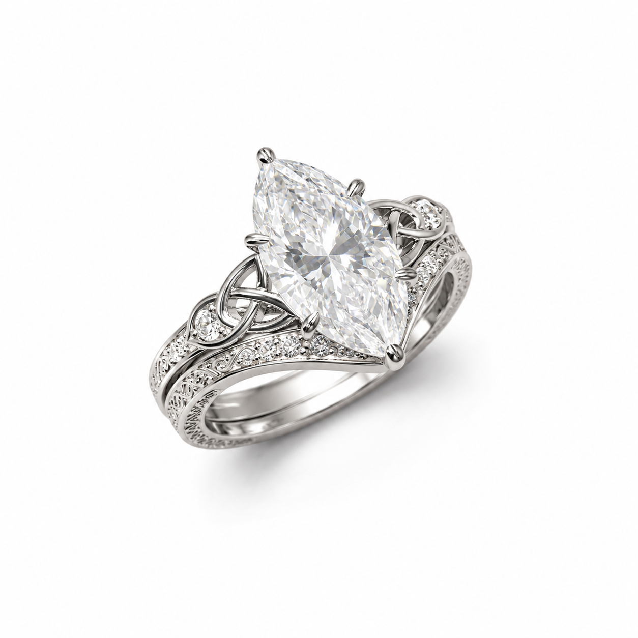 925 Sterling Silver Marquise Cut Moissanite 3.19 TCW Two Piece Set