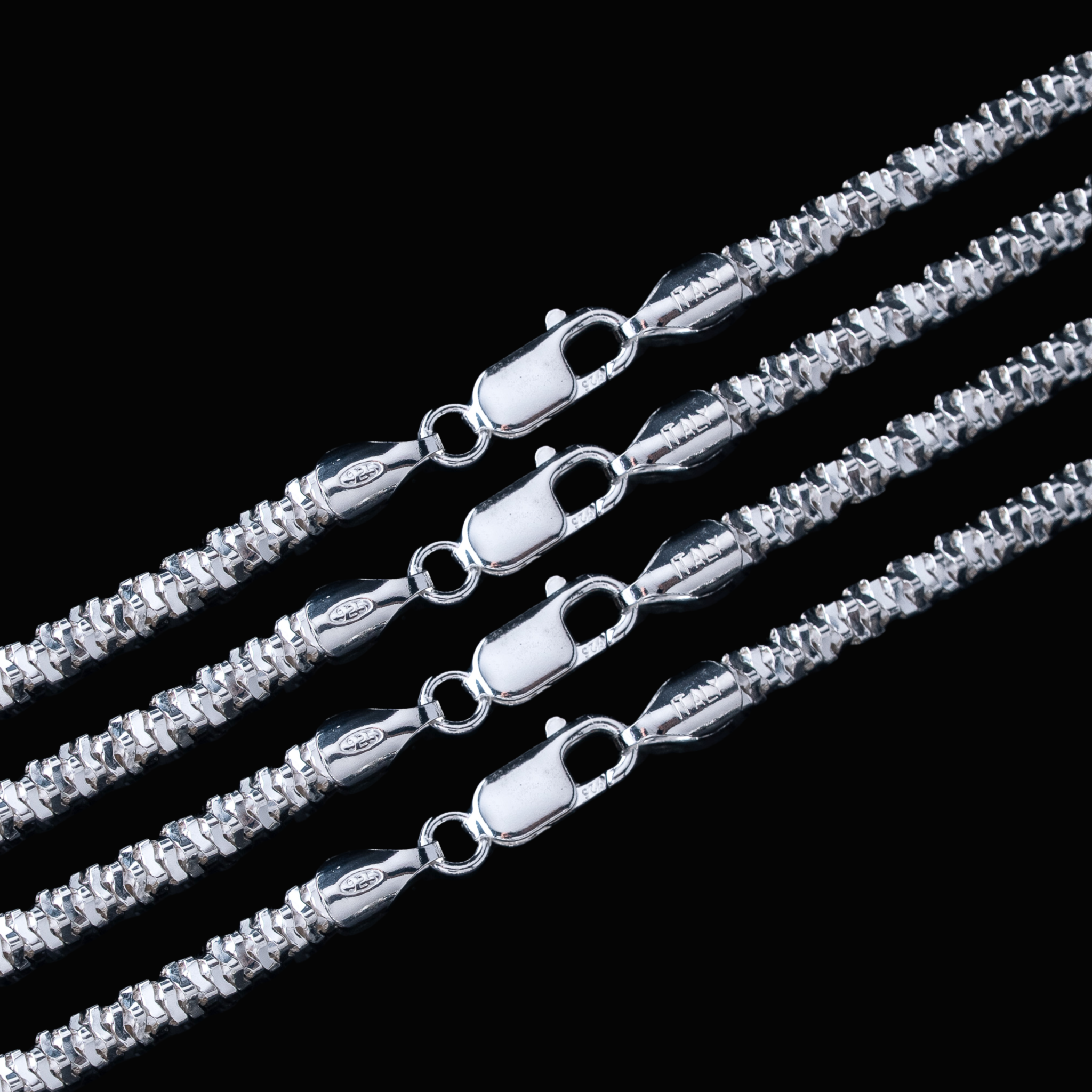 4MM Diamond Cut Sparkle Rock Chain 925 Sterling Silver