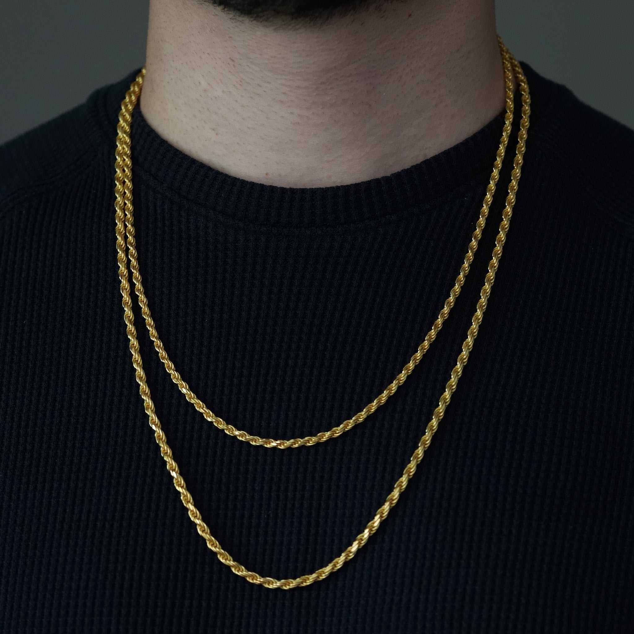 14K Gold Rope Chains in 925 Sterling Silver