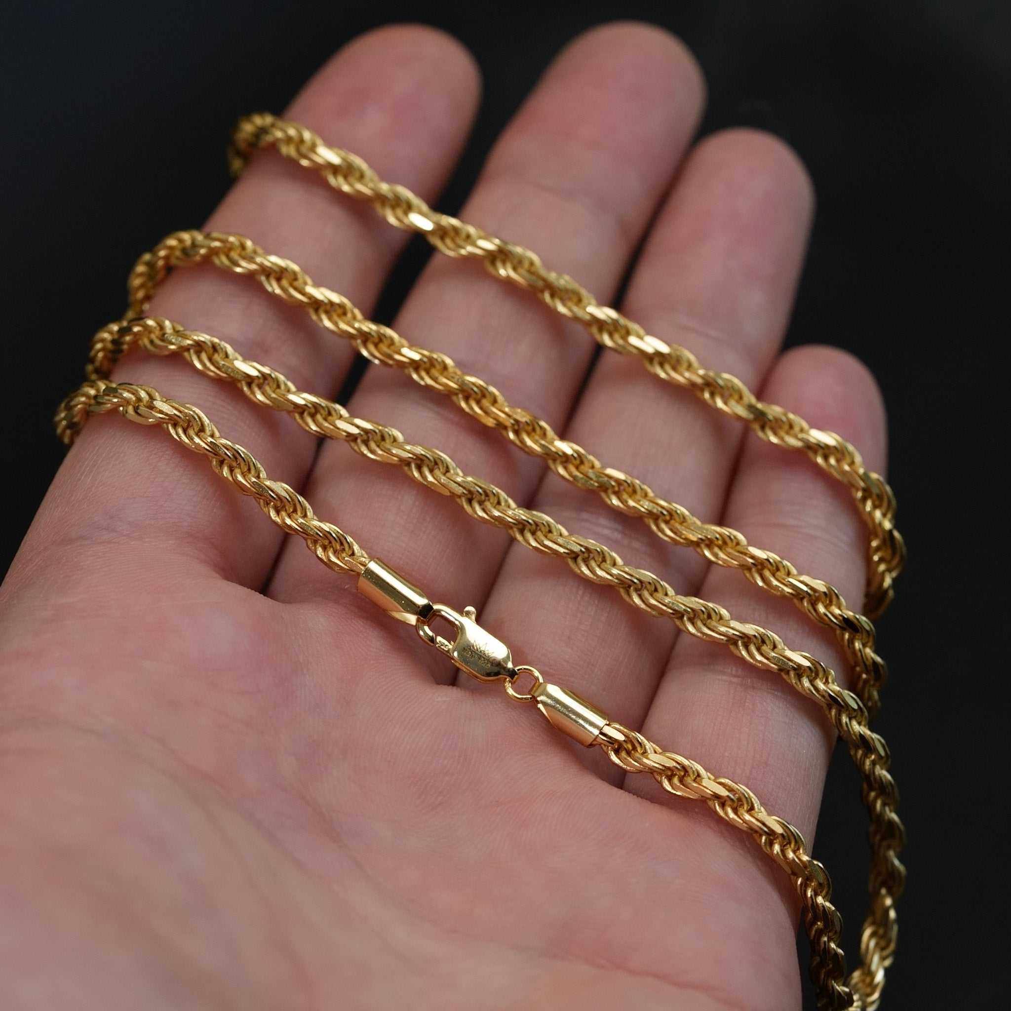 14K Gold Rope Chains in 925 Sterling Silver
