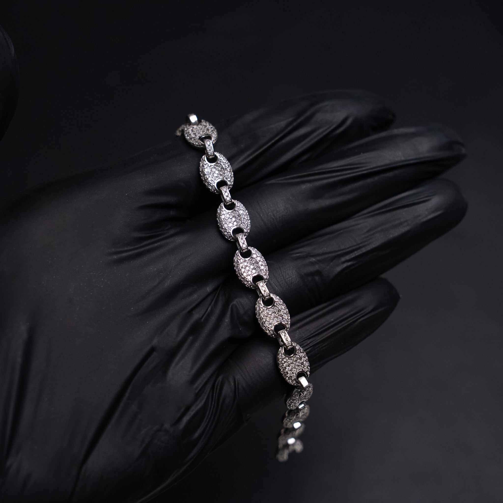 Moissanite Puffed Mariner Link Bracelet 925 Sterling Silver