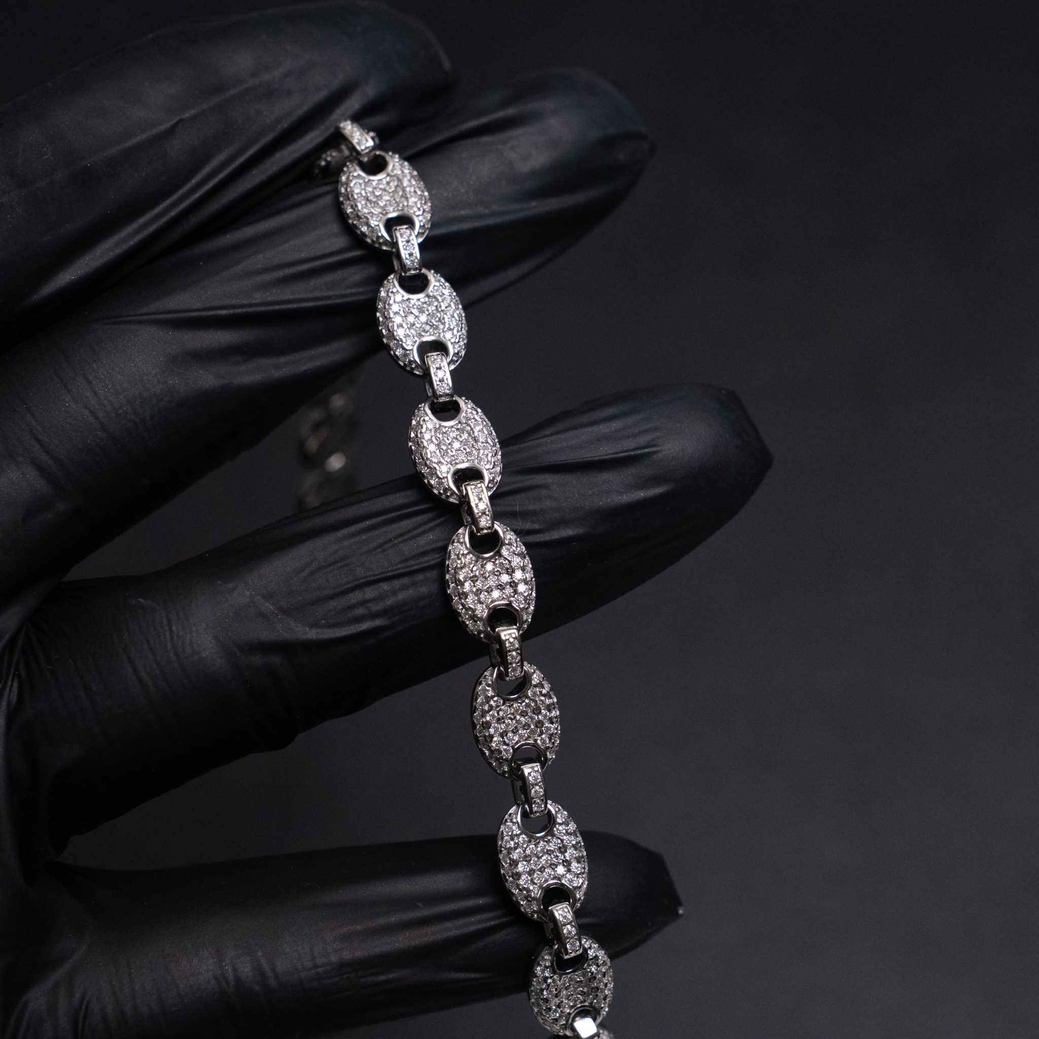 Moissanite Puffed Mariner Link Bracelet 925 Sterling Silver