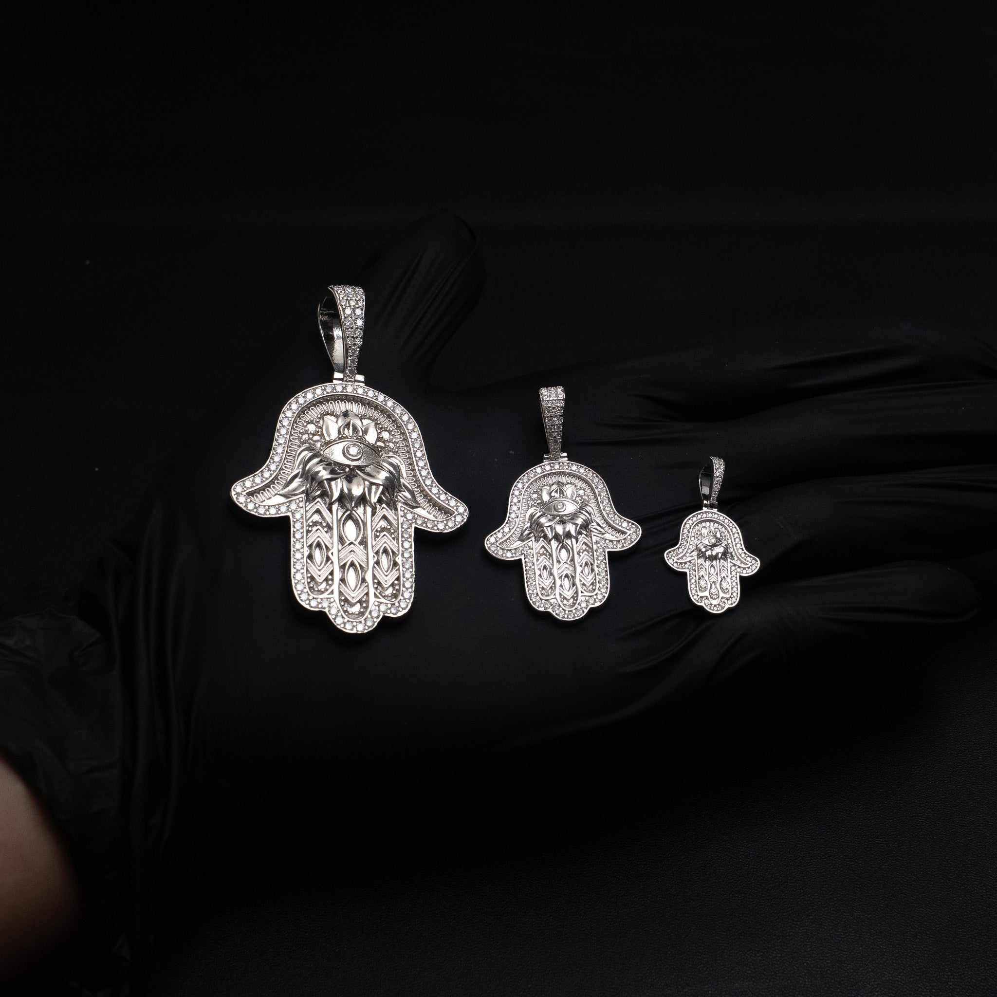 Hand of Fatima - Moissanite 925 Sterling Silver Pendant
