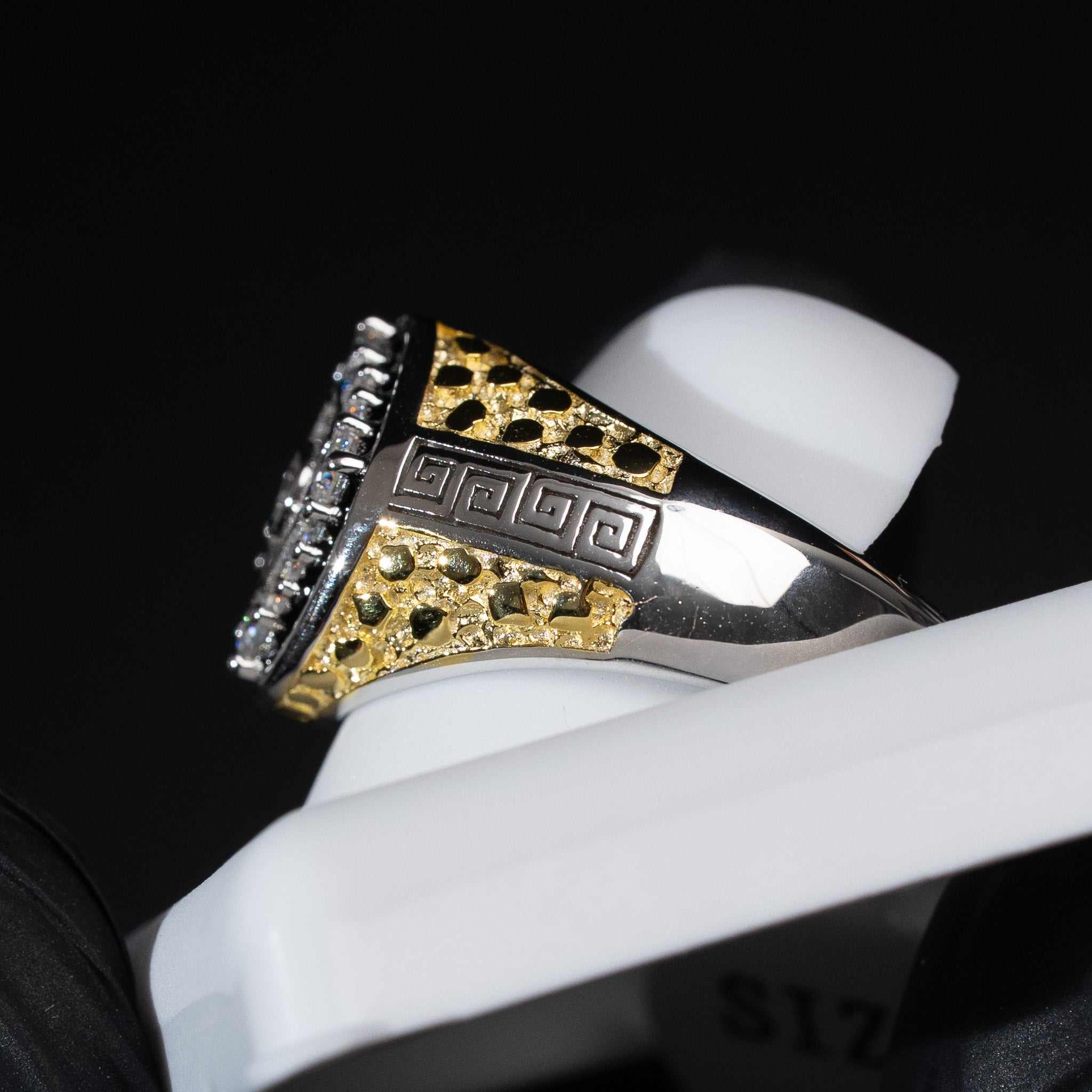 moissanite nugget ring two tone 925 sterling silver