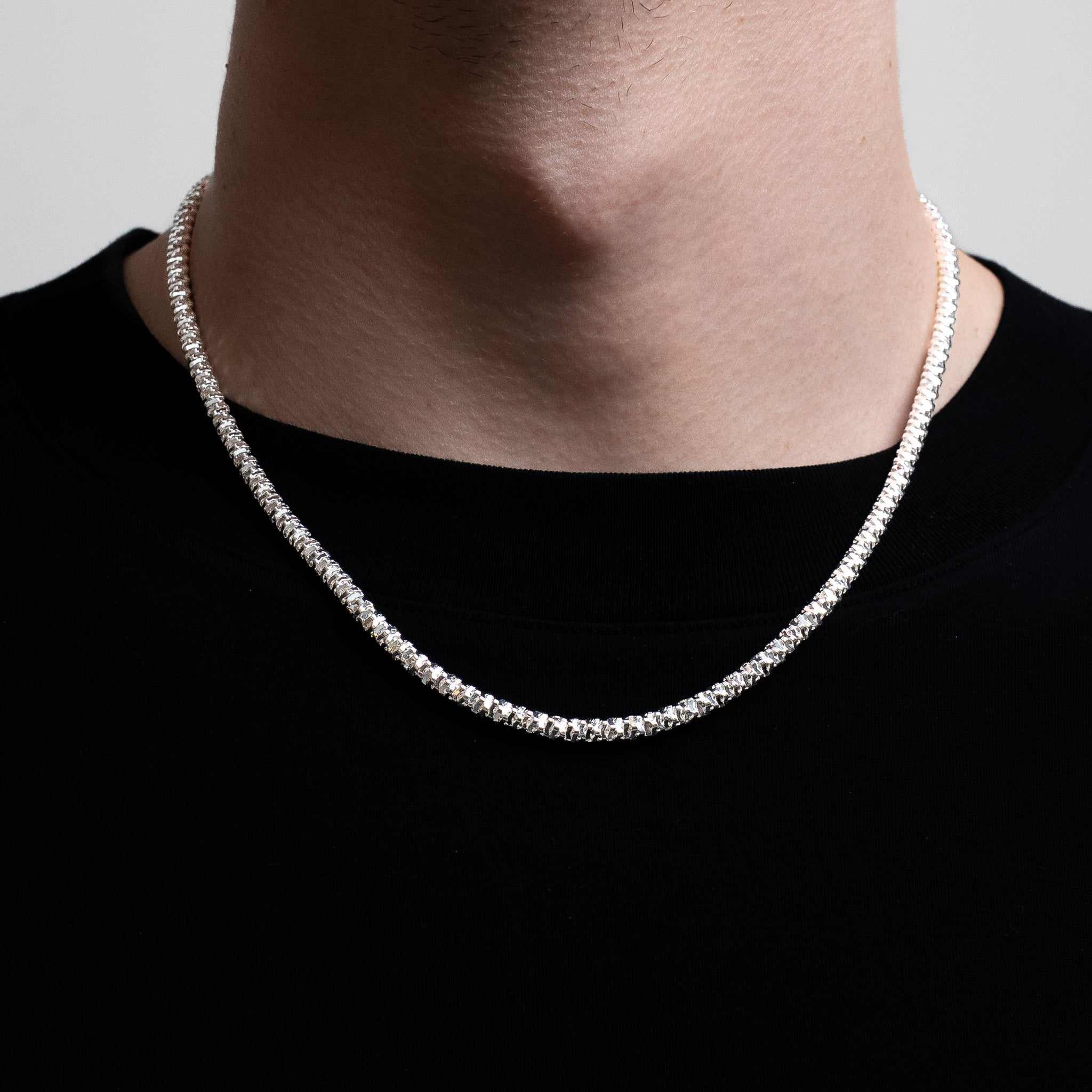 4MM Diamond Cut Sparkle Rock Chain 925 Sterling Silver