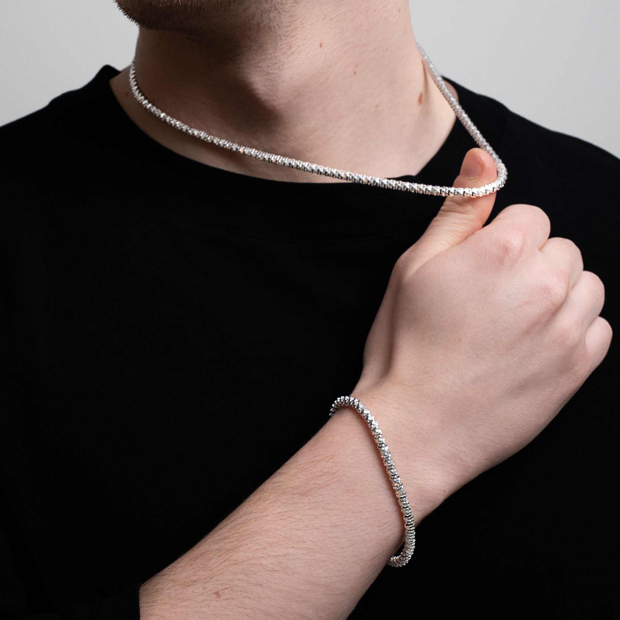 4MM Diamond Cut Sparkle Rock Chain 925 Sterling Silver