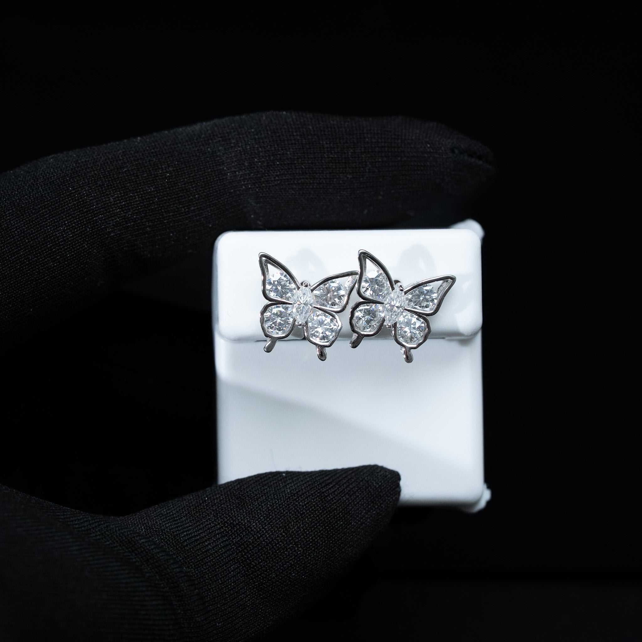 Moissanite Masquise & Round Cut Butterfly Stud Earrings 925 Sterling Silver