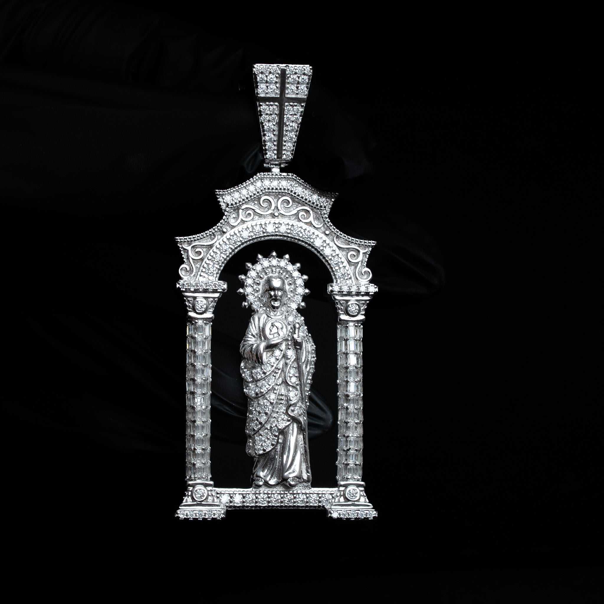 Moissanite Saint Judas Pendant in 925 sterling silver