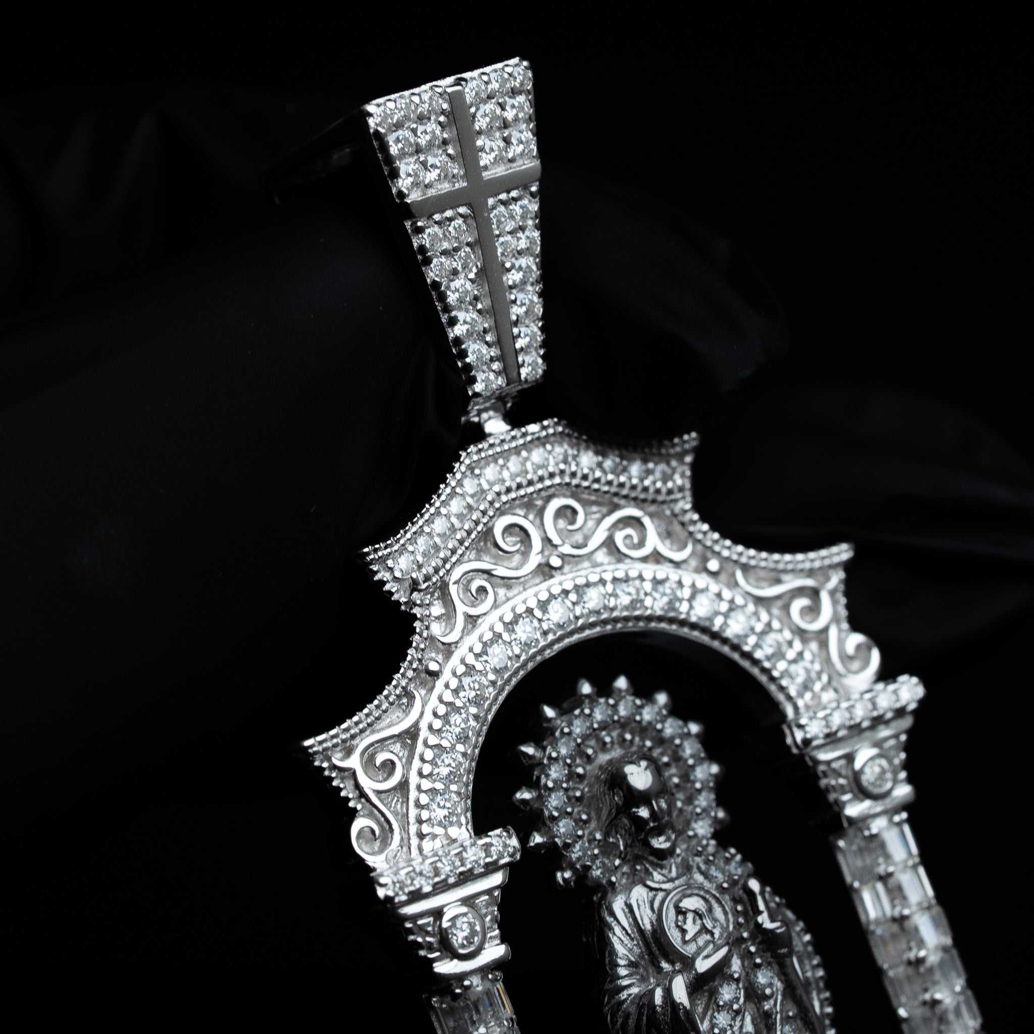 Moissanite Saint Judas Pendant in 925 sterling silver detailed