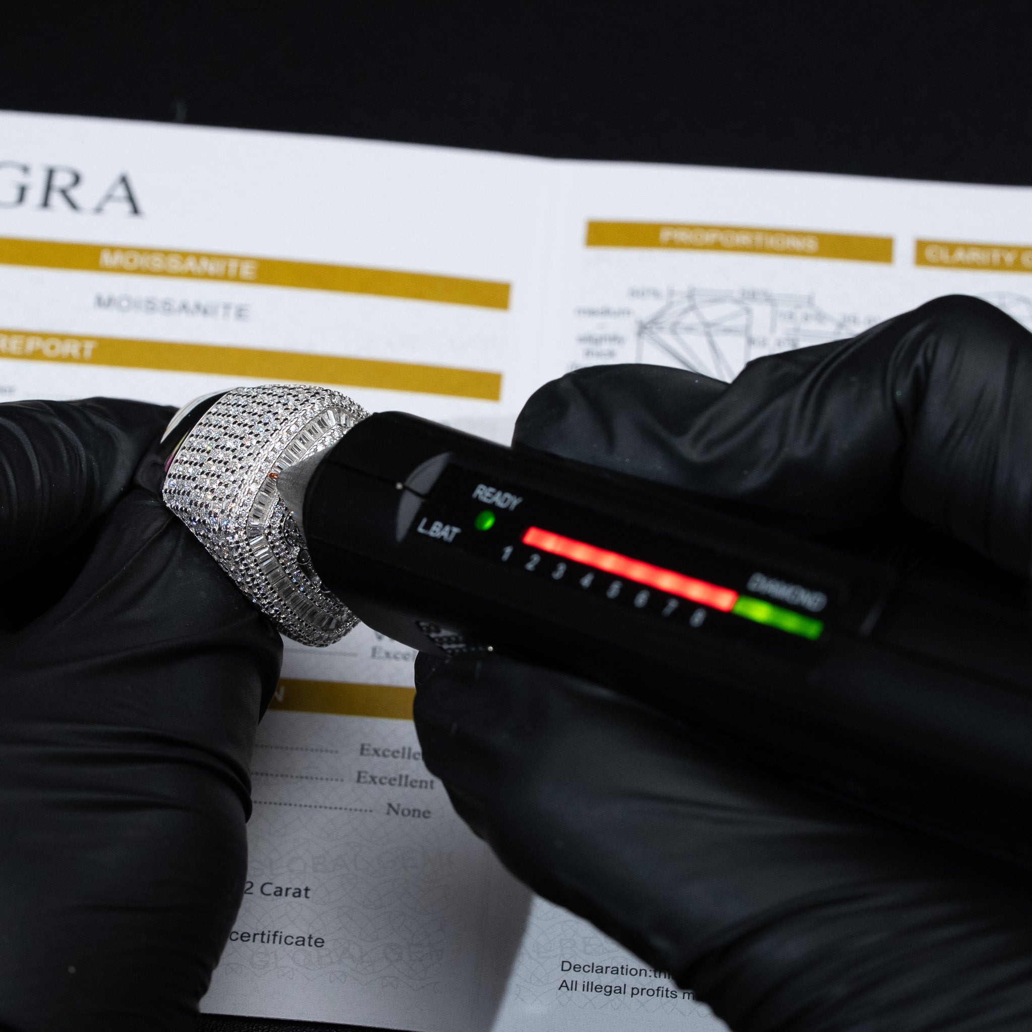 Moissanite Square Pave Set Baguette Fully Iced Statement Ring - 925 Sterling Silver