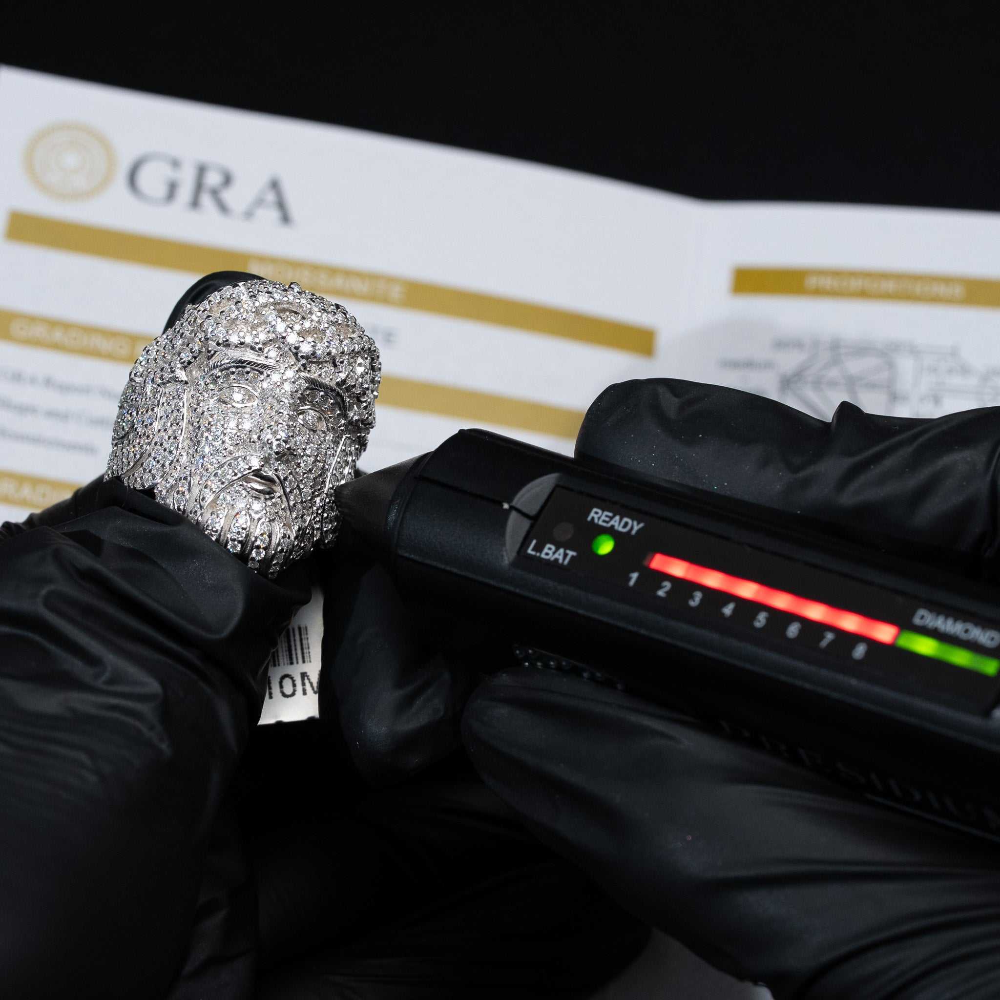 Moissanite Iced Jesus Face Religious Statement Ring 925 Sterling Silver