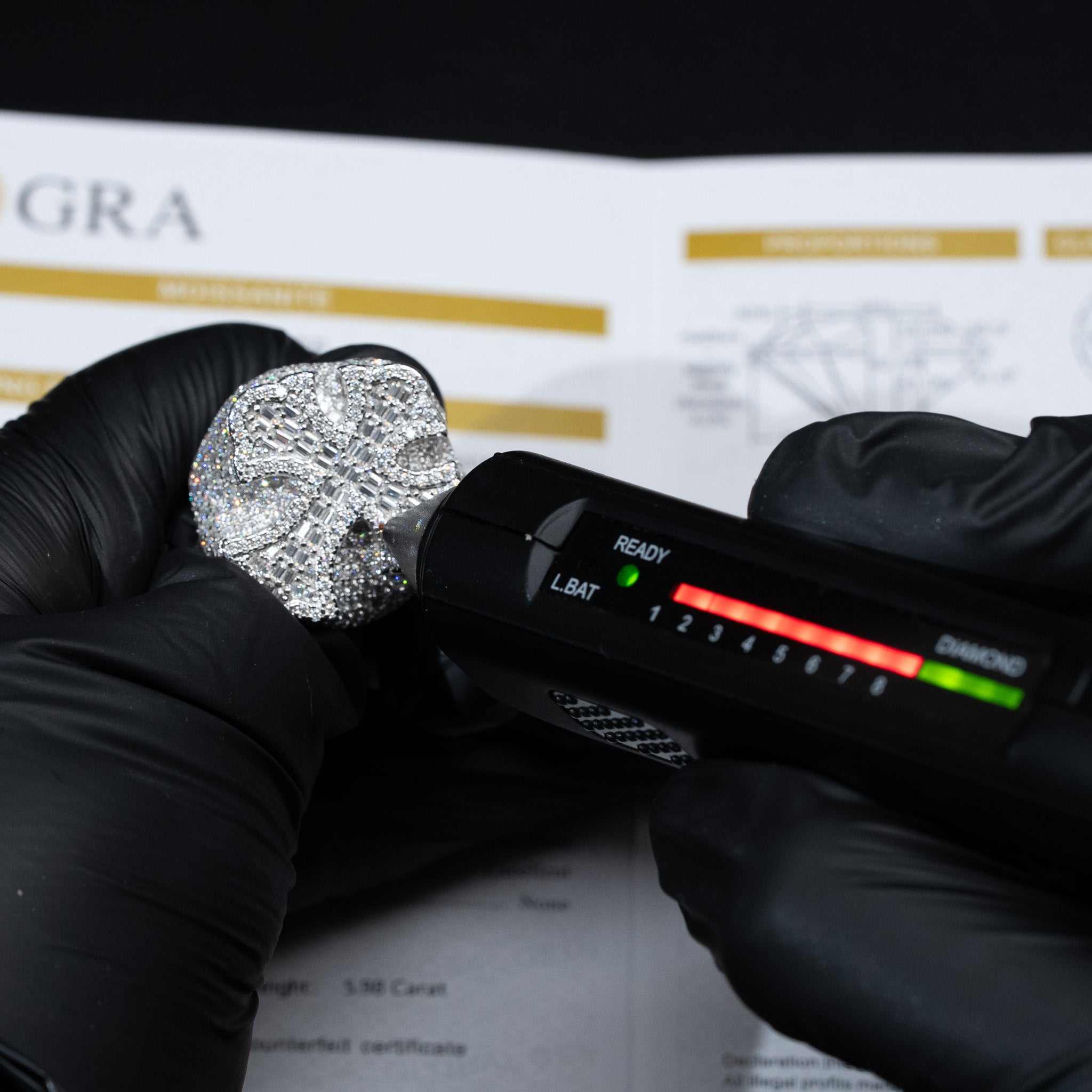 Moissanite Iced Baguette Cross Ring in 925 Sterling Silver