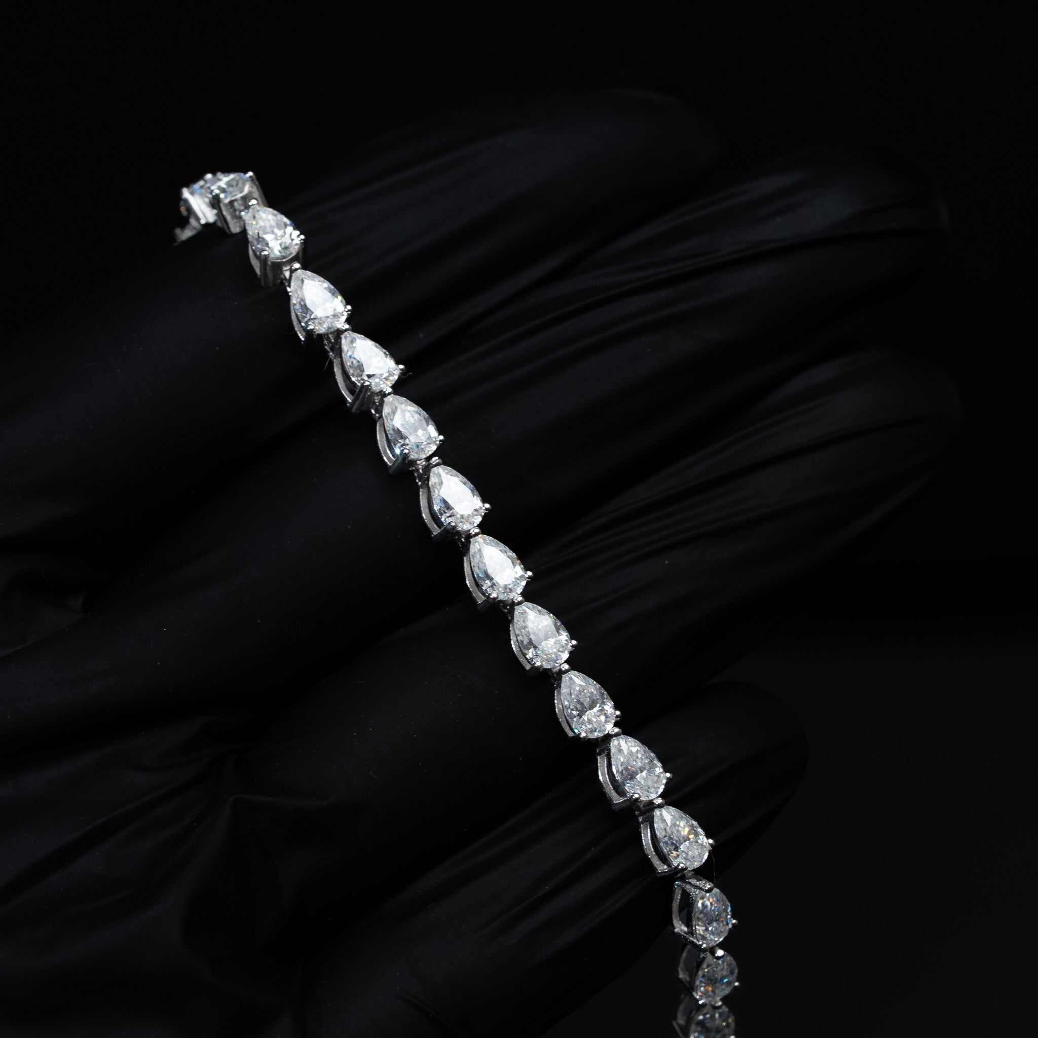 Moissanite Pear Cut Tennis Bracelet 925 Sterling Silver