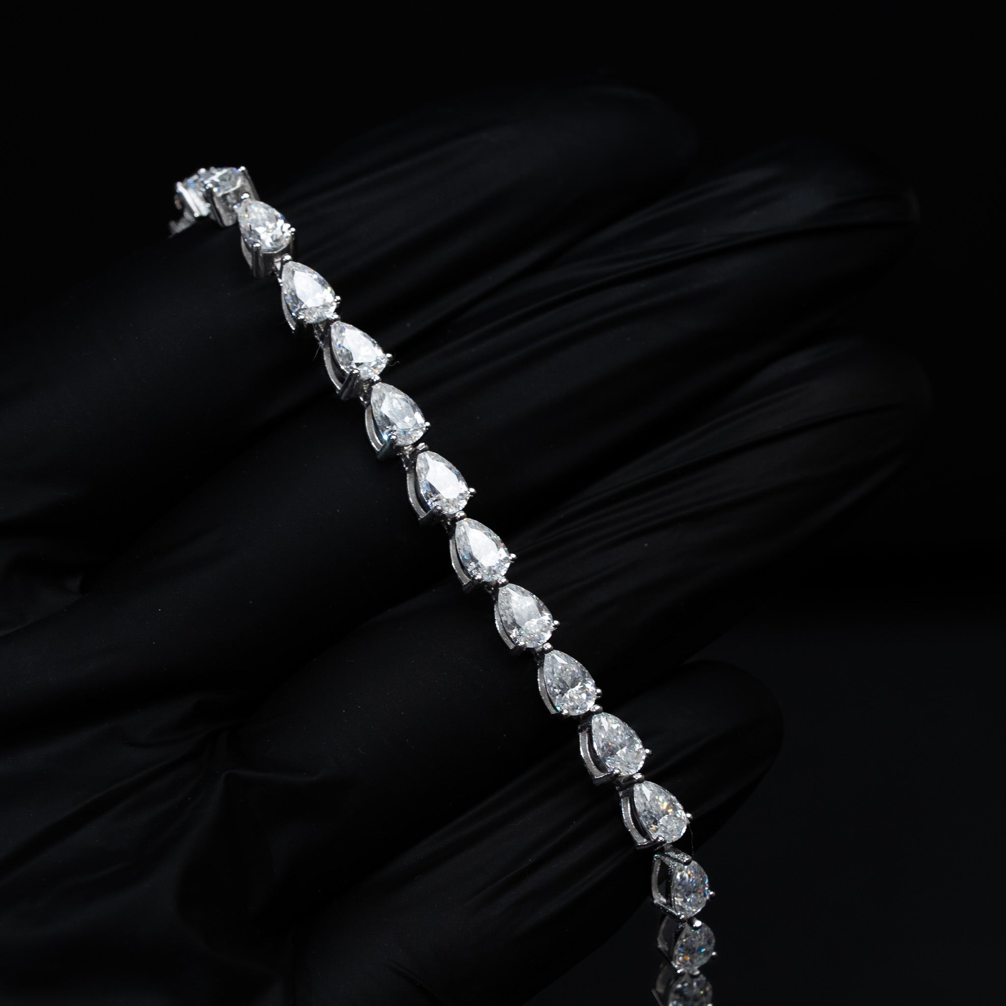 Moissanite Pear Cut Tennis Bracelet 925 Sterling Silver