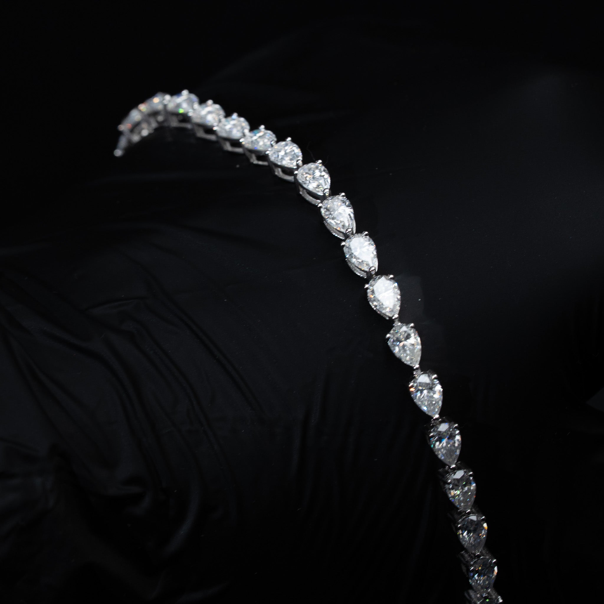 Moissanite Pear Cut Tennis Bracelet 925 Sterling Silver