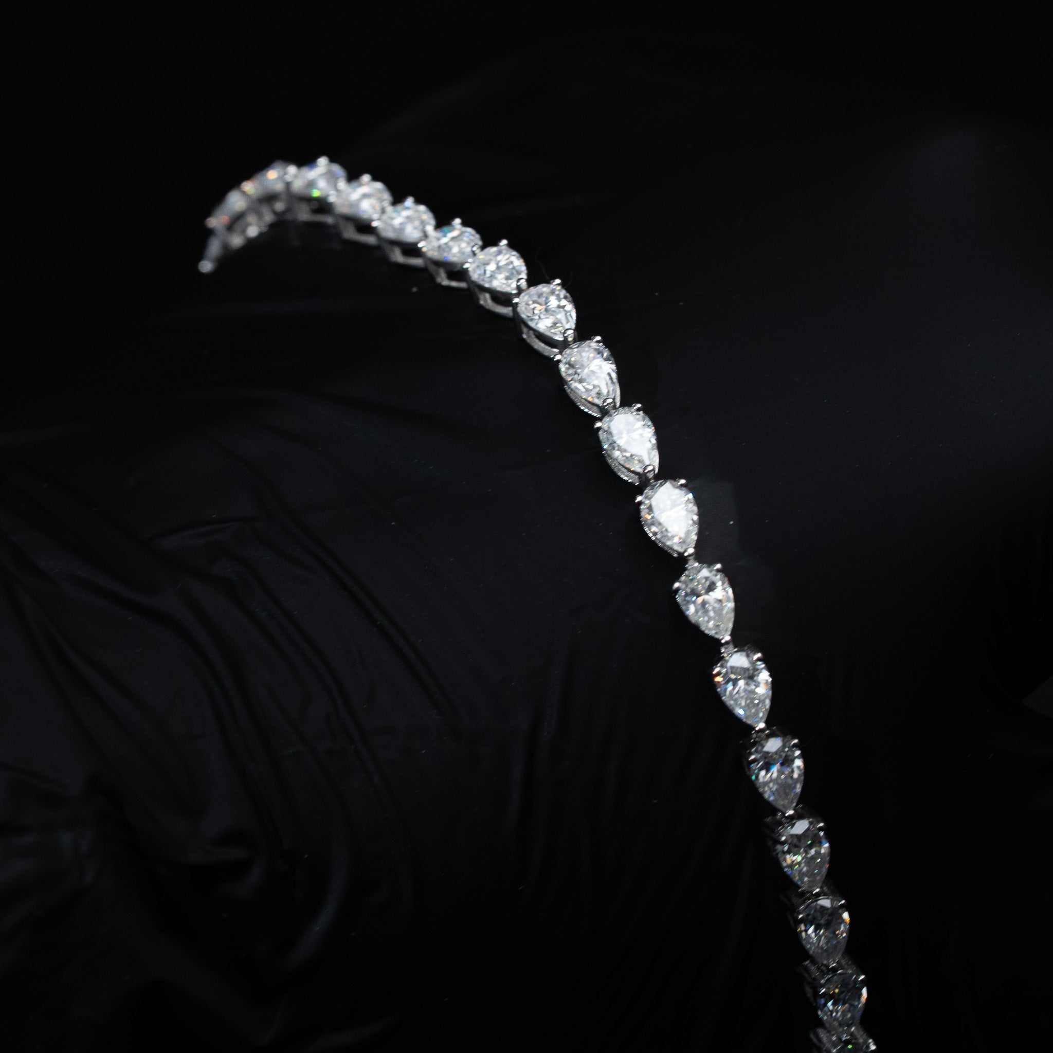 Moissanite Pear Cut Tennis Bracelet 925 Sterling Silver