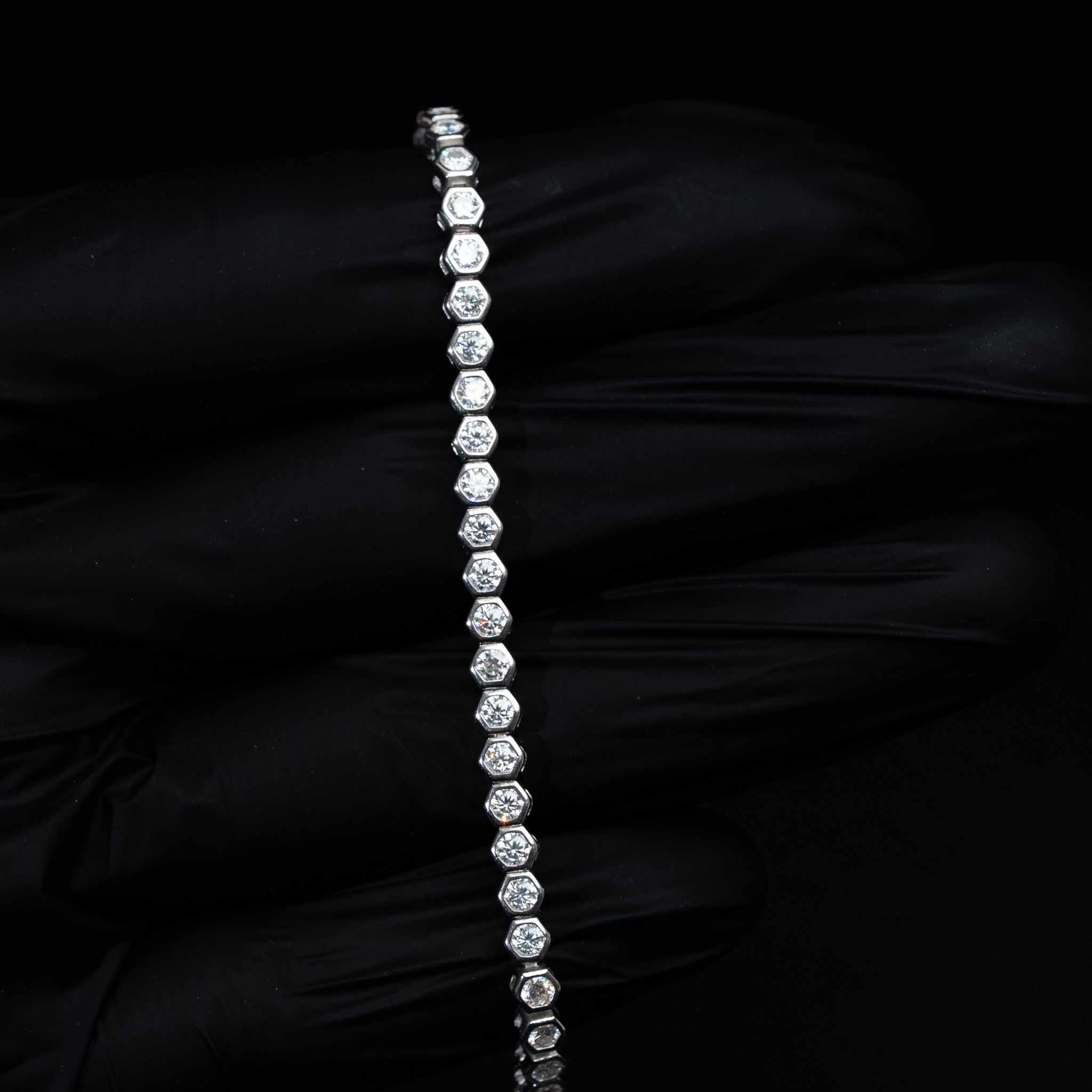 Moissanite Hexagon Bezel Tennis Bracelet 925 Sterling Silver