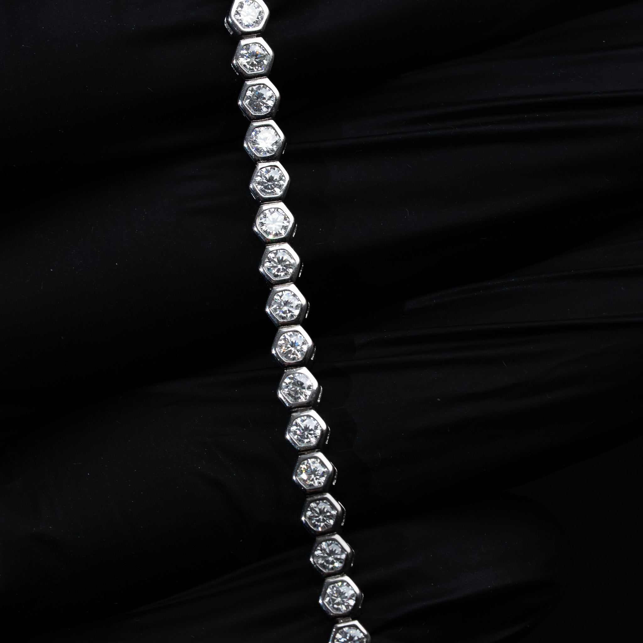 Moissanite Hexagon Bezel Tennis Bracelet 925 Sterling Silver