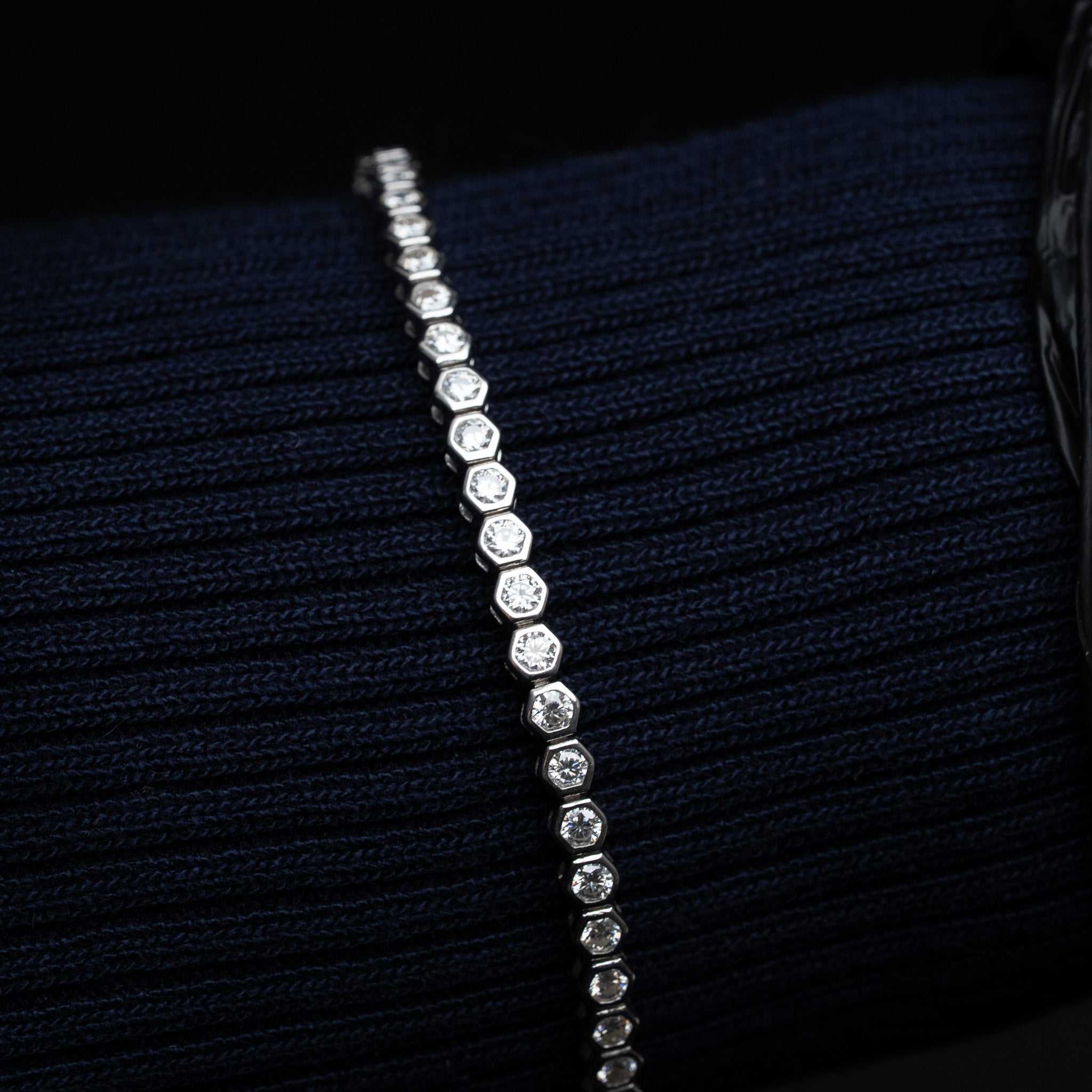 Moissanite Hexagon Bezel Tennis Bracelet 925 Sterling Silver