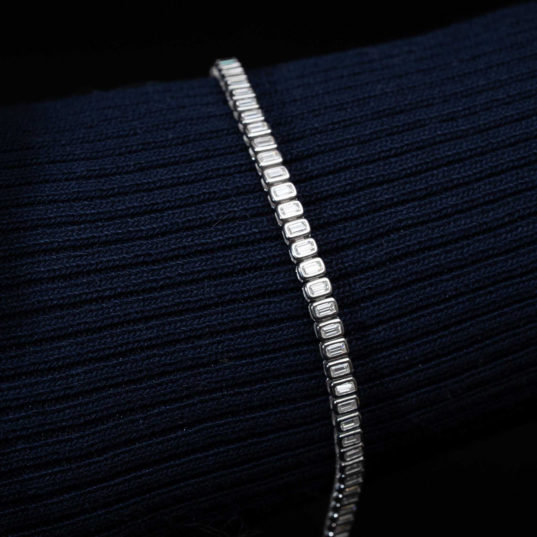 Moissanite Emerald Cut Tennis Bracelet 925 Sterling Silver