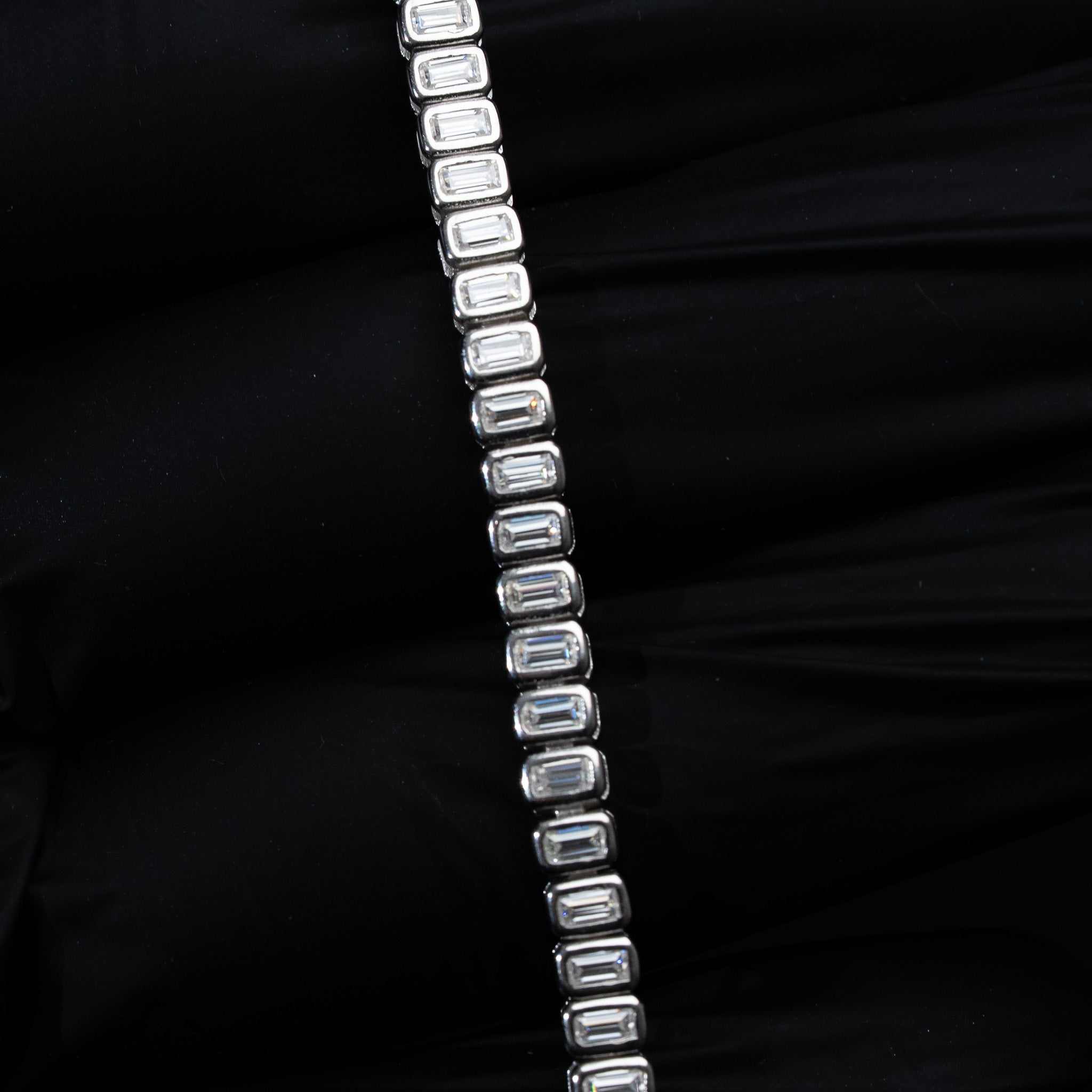 Moissanite Emerald Cut Tennis Bracelet 925 Sterling Silver