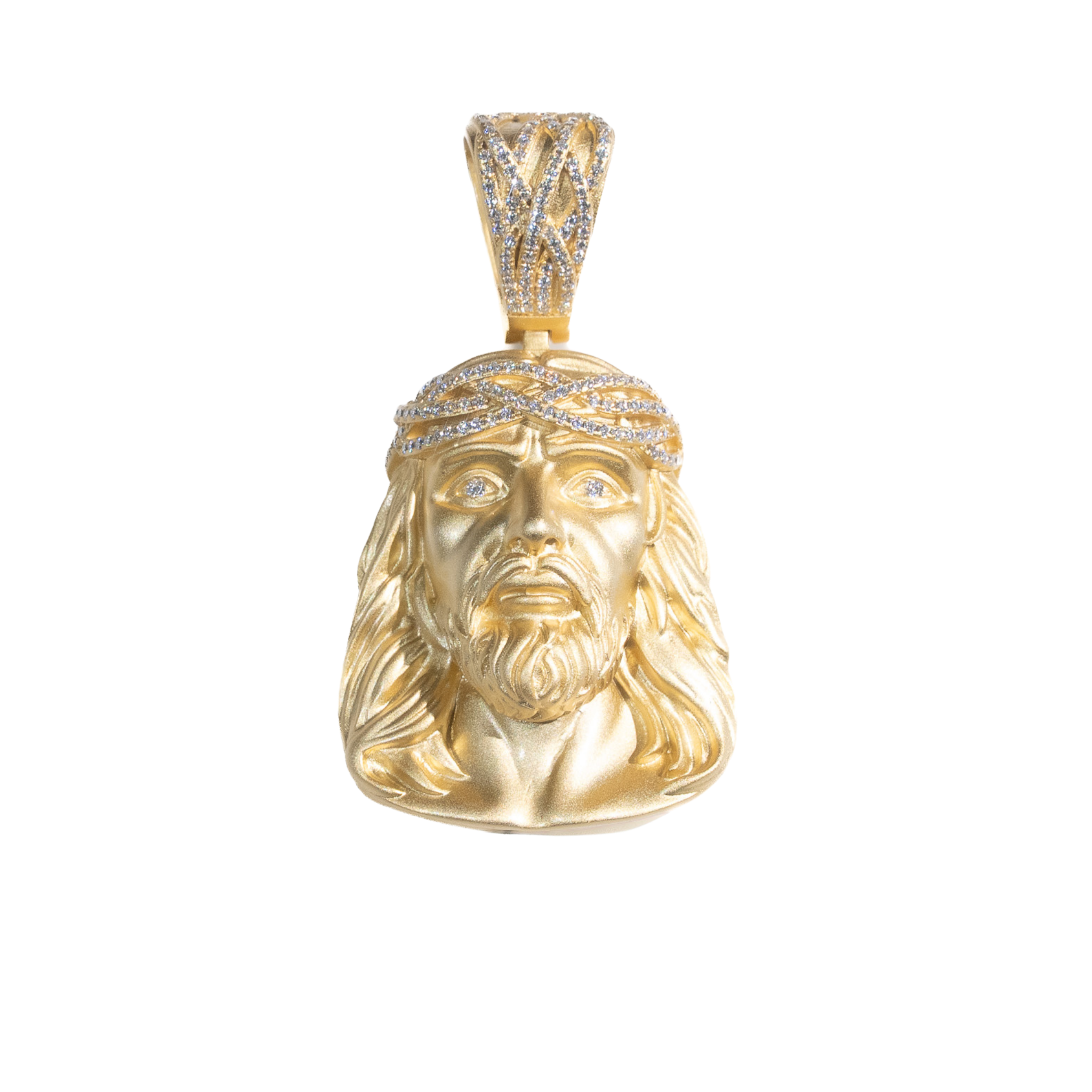 Moissanite Jesus Piece in 925 Sterling Silver Matte Finished