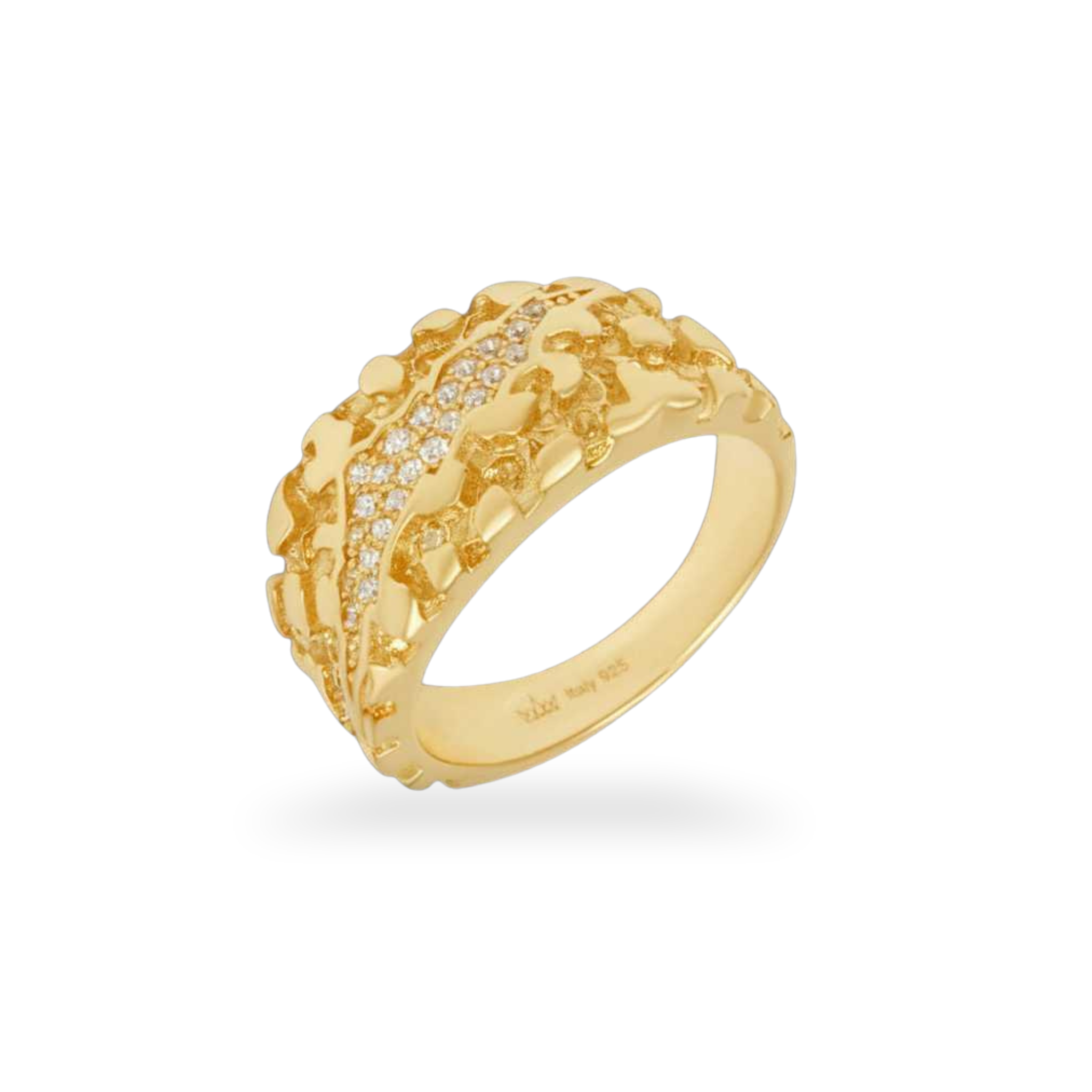 Nugget Claw Mark Ring 925 Sterling Silver in 14K Gold