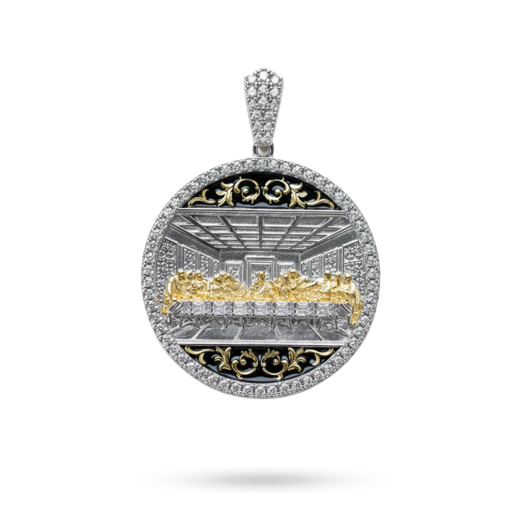 Moissanite Three-Tone Last Supper Pendant in 925 Sterling Silver