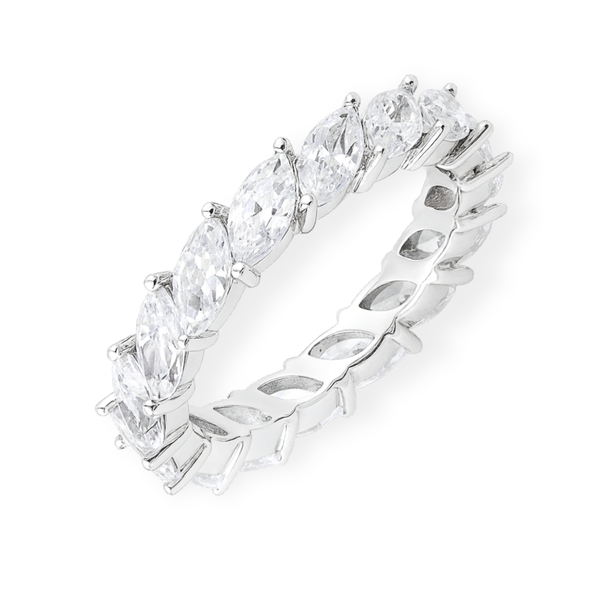 Moissanite Marquise Cut Eternity Band in 925 Sterling Silver