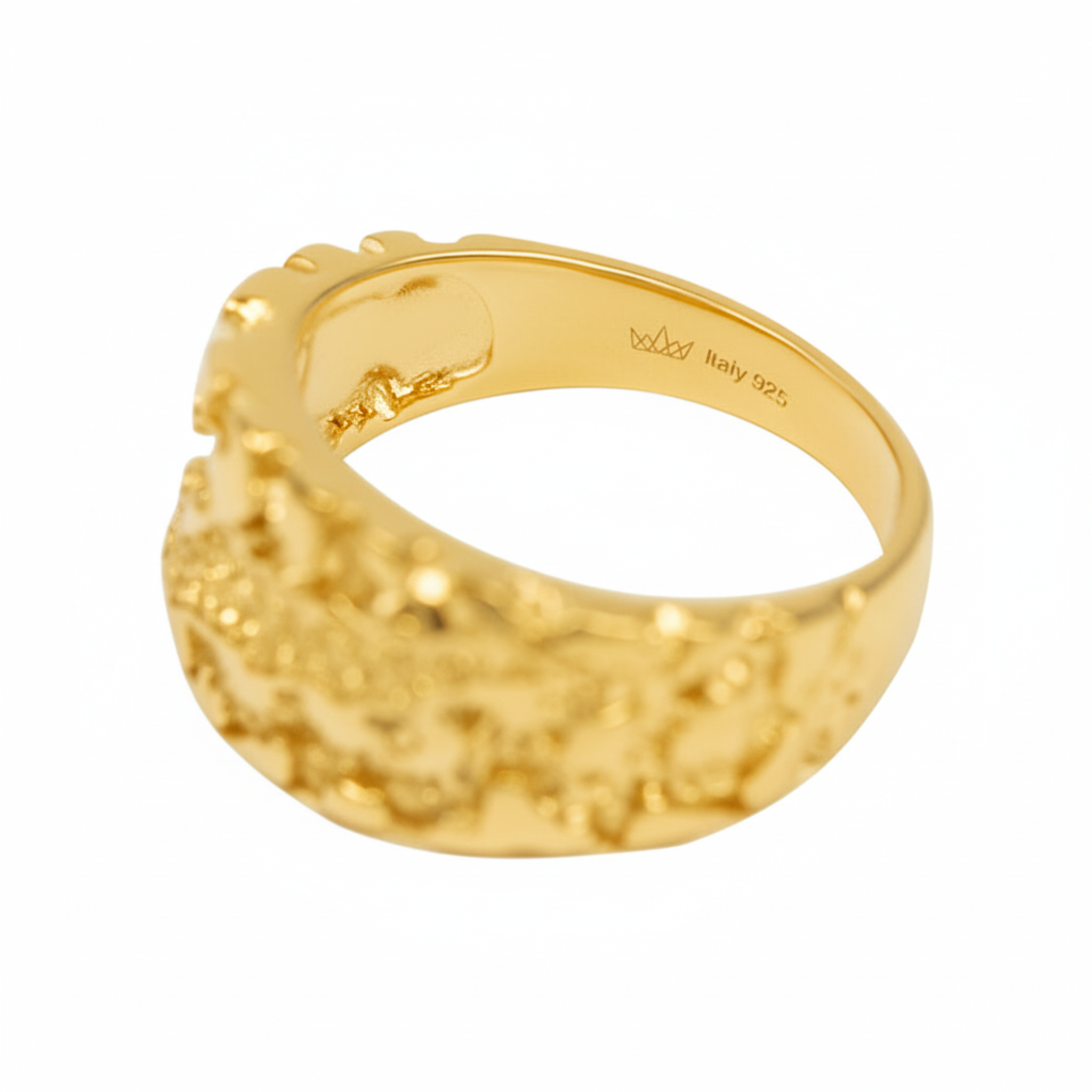 Nugget Claw Mark Ring 925 Sterling Silver in 14K Gold