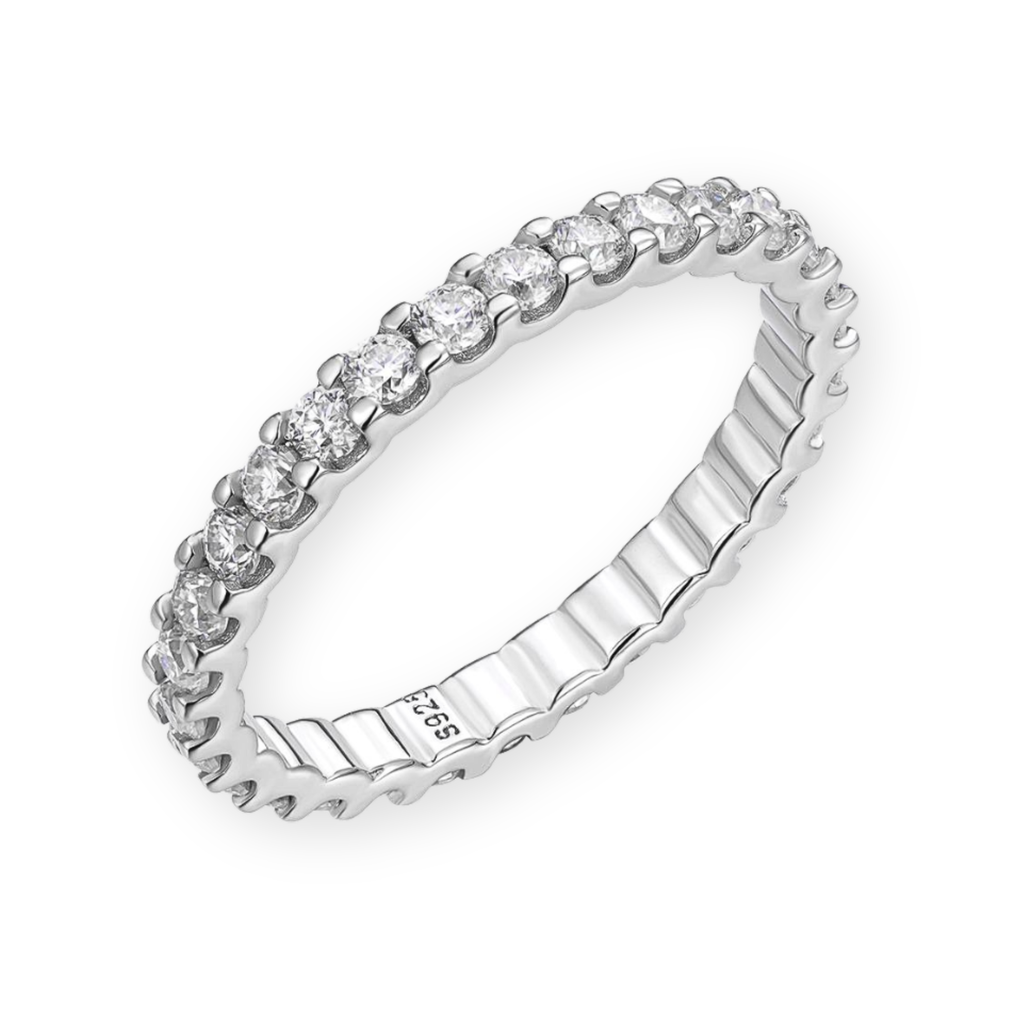 Moissanite stackable women's eternity band in 925 sterling silver with 1.00 ct moissanite stones