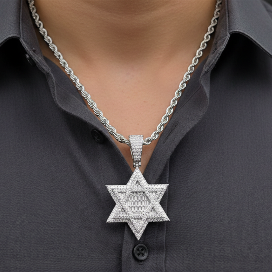 Moissanite Star Of David Pendant Solid 925 Sterling Silver