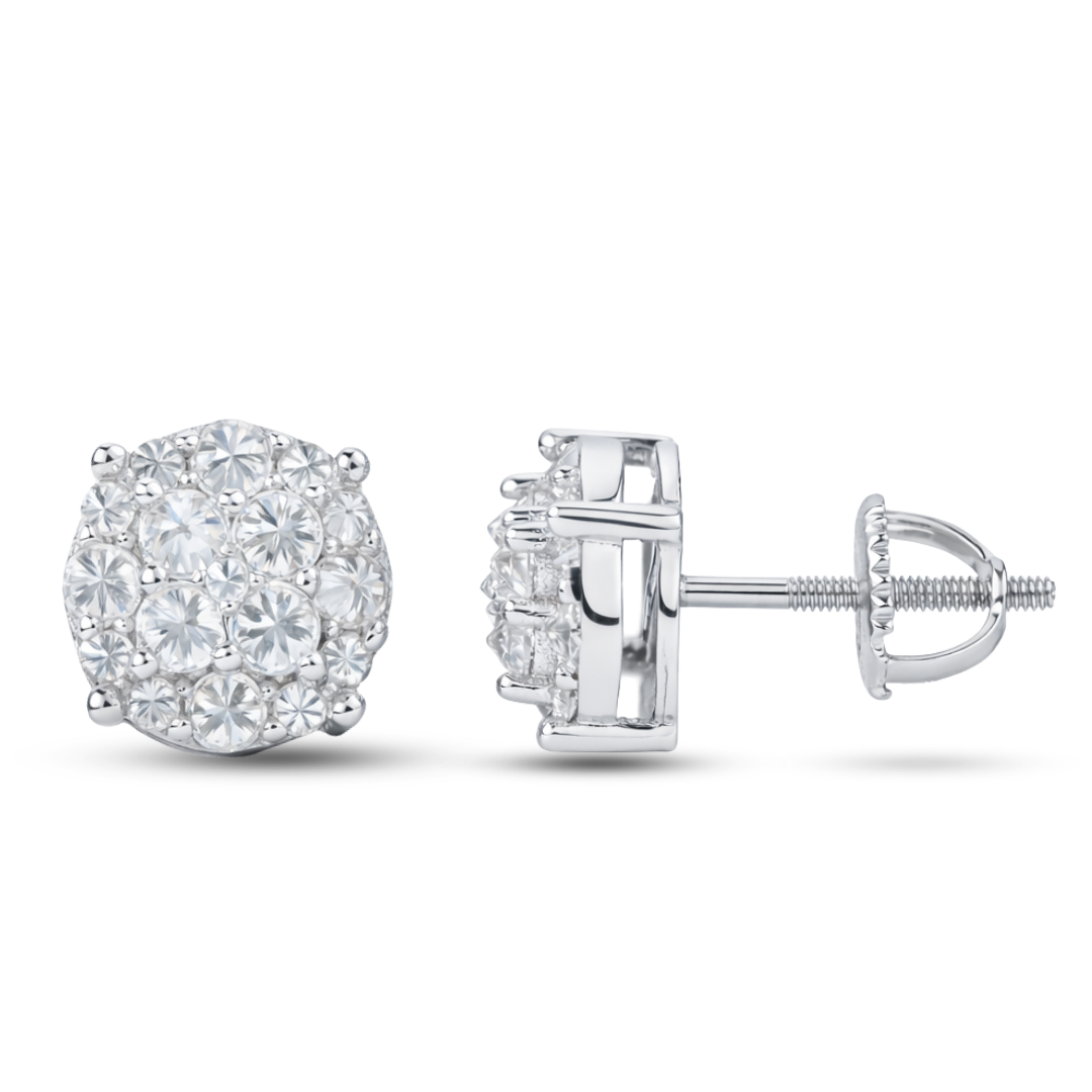 Moissanite Reverse Setting 9mm Stud Earrings in 925 Sterling Silver