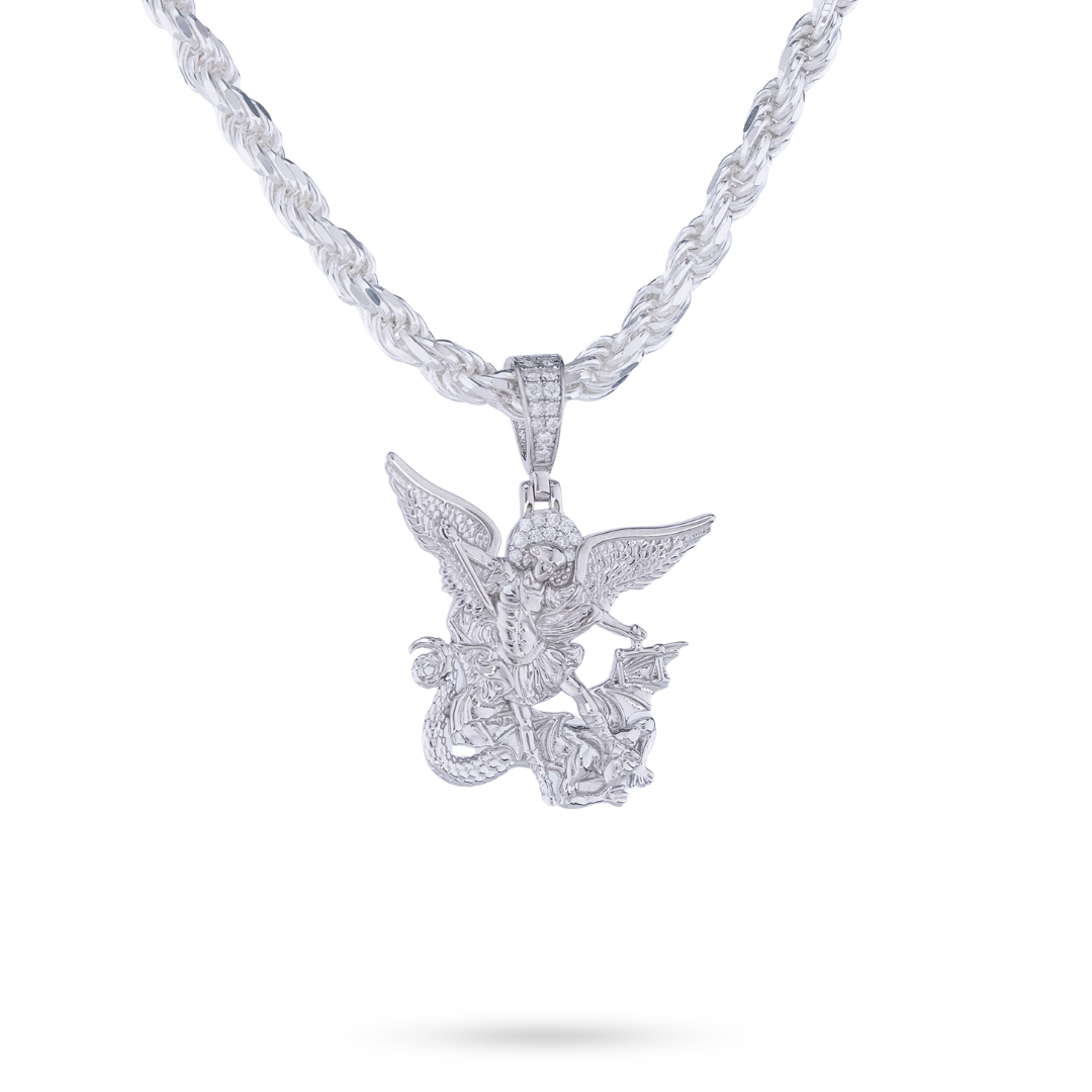 Moissanite Saint Michael Pendant – 925 Silver The Archangel Jewelry