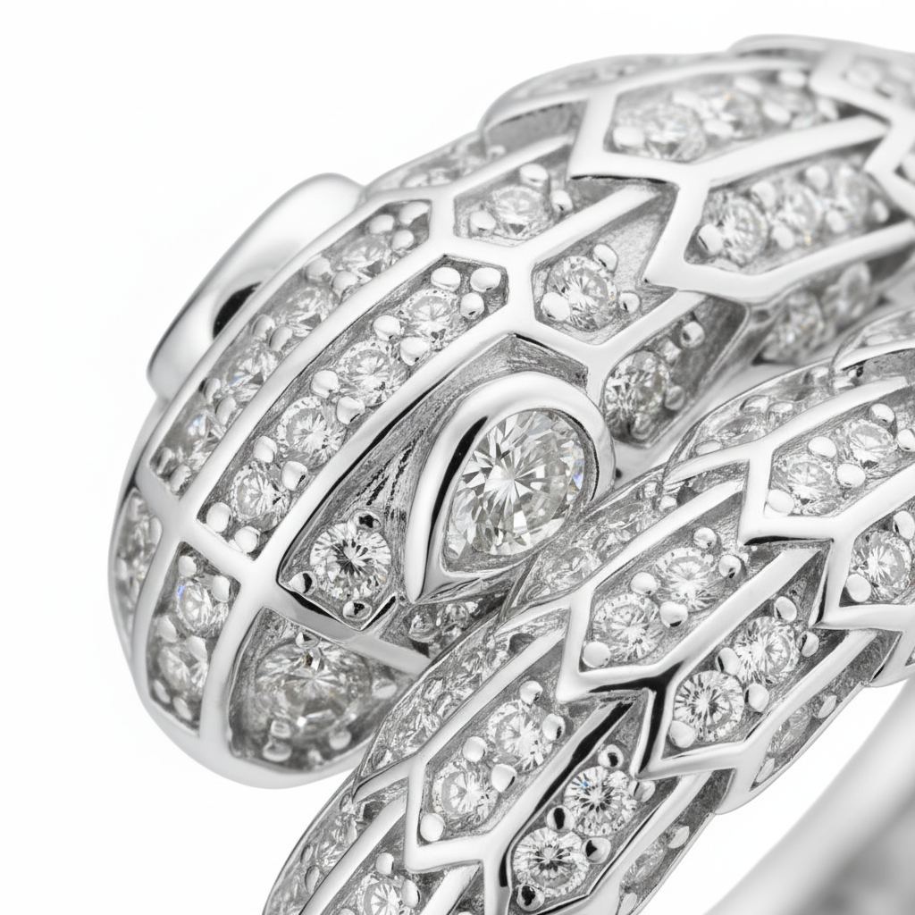 Moissanite Snake Ring in 925 Sterling Silver