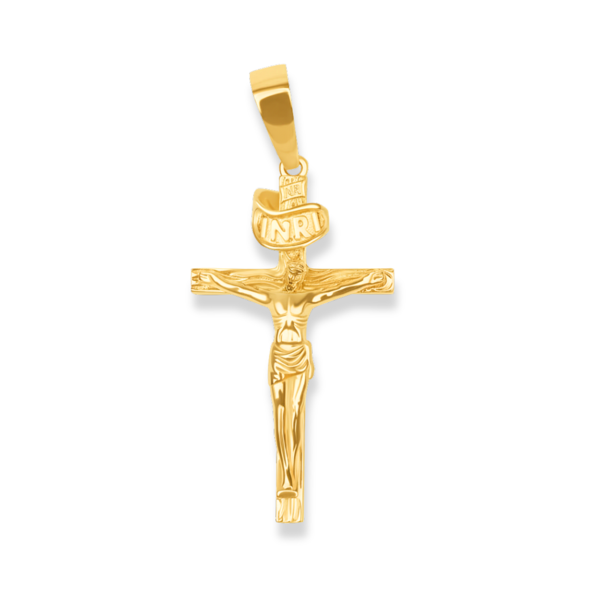 Jesus Crucifix Cross Pendant 925 Sterling Silver in 14K Gold