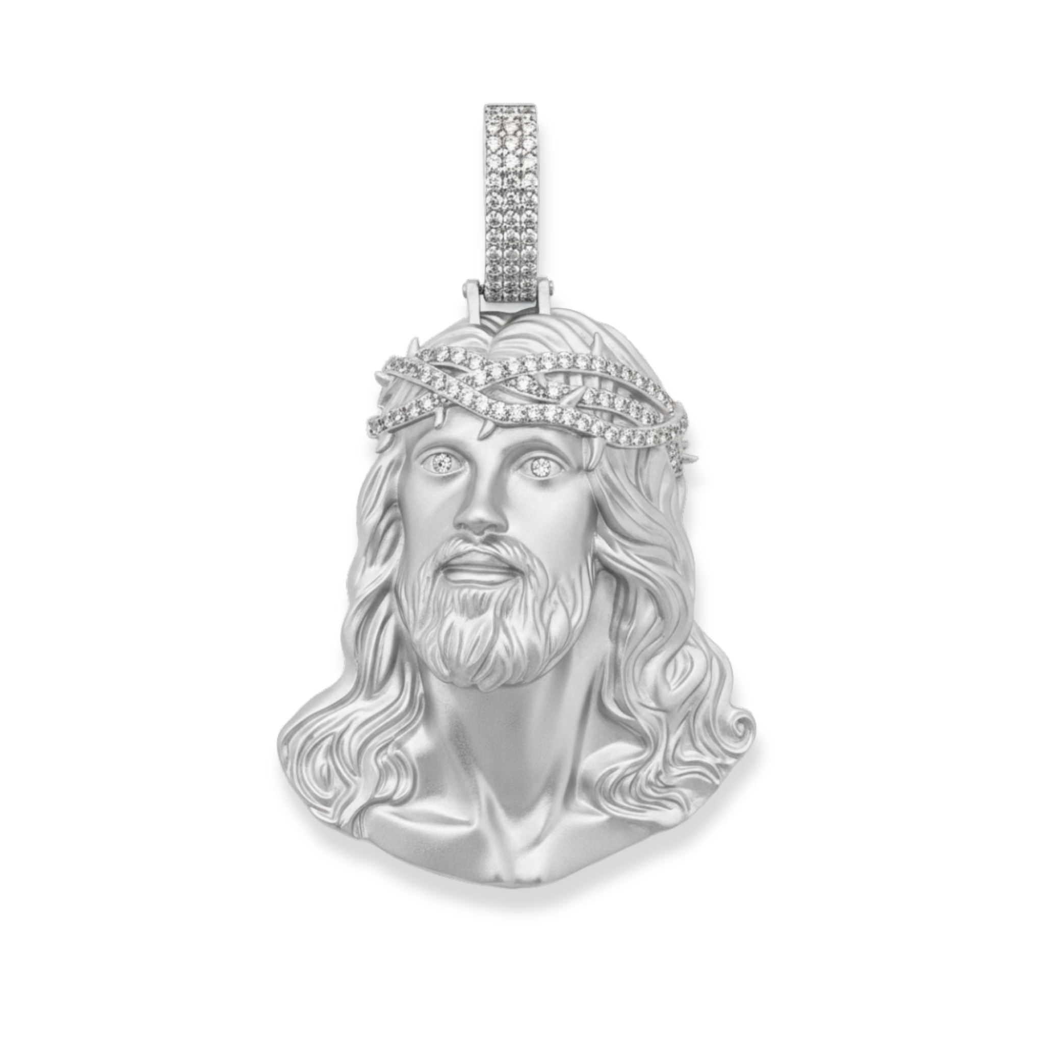 Moissanite Jesus Piece Pendant Solid 925 Sterling Silver Matte Finish