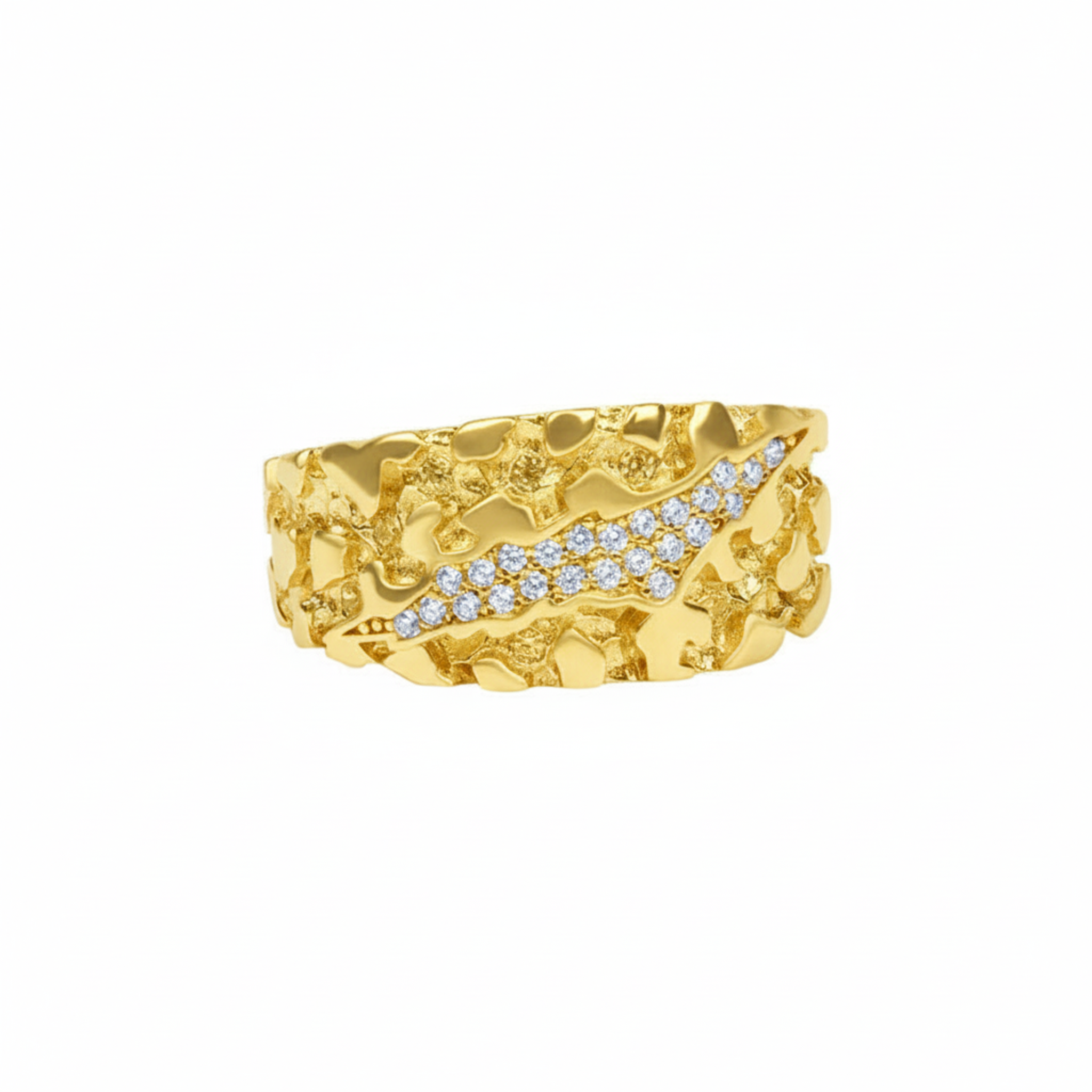 Nugget Claw Mark Ring 925 Sterling Silver in 14K Gold