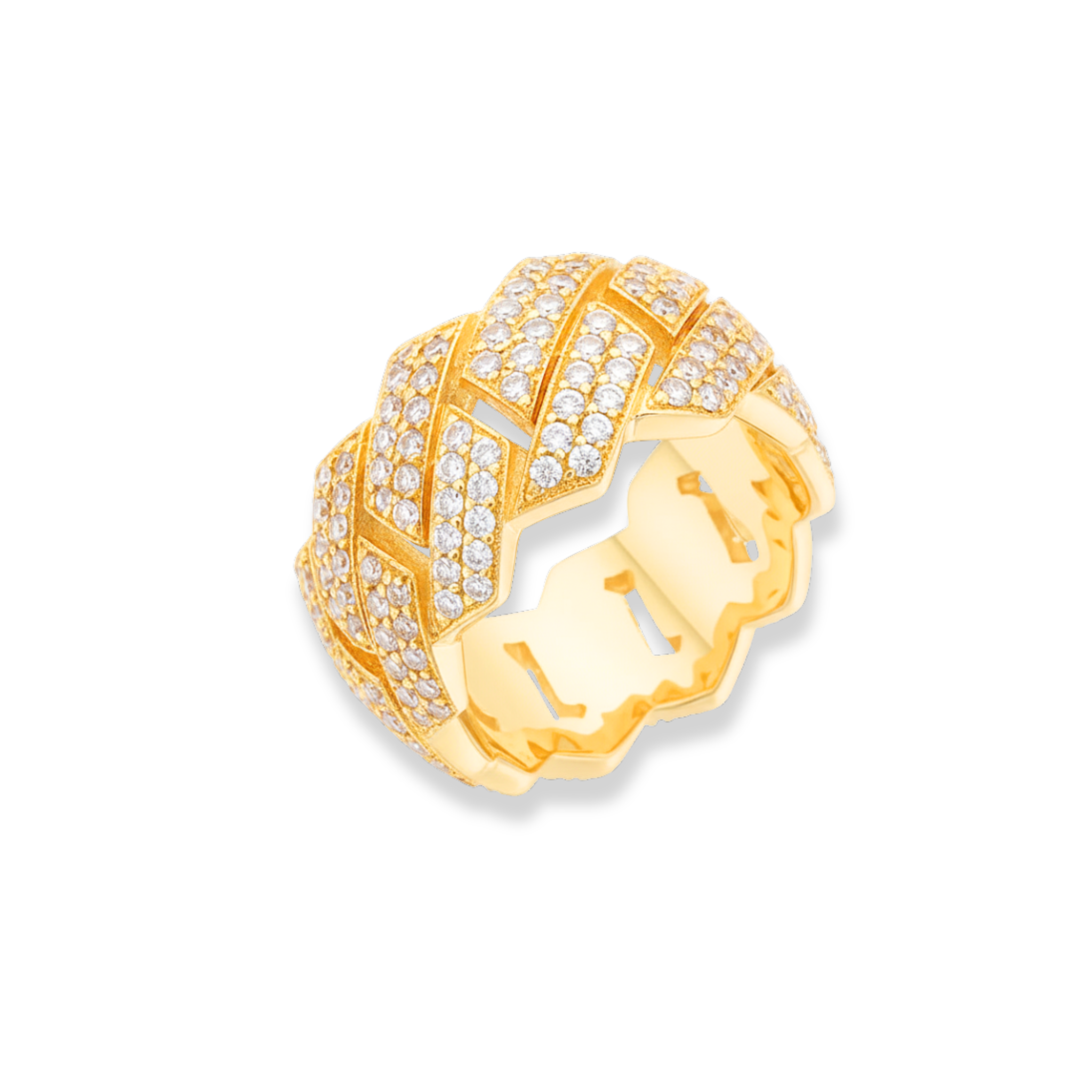 Cuban Link Moissanite 14K Gold Over 925 Sterling Silver Ring