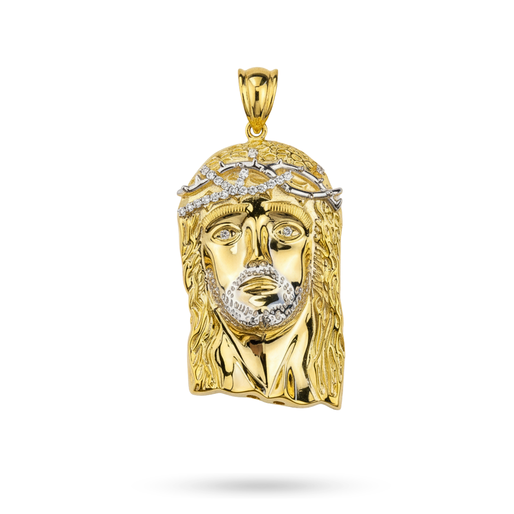 Gold Jesus Piece Pendant 925 Sterling Silver in 14K Gold