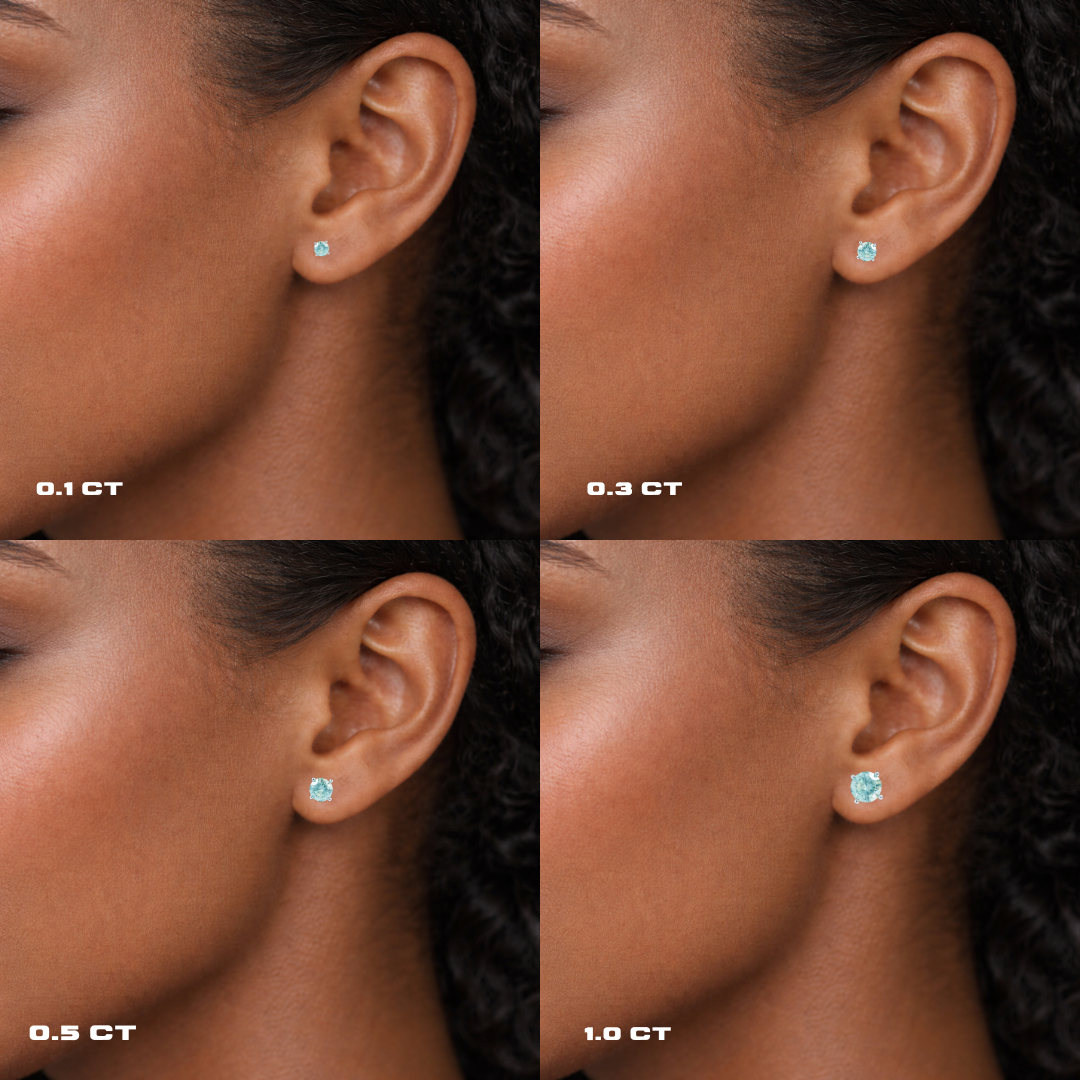Moissanite Teal Green Stud Earrings in 925 Sterling Silver Screwback