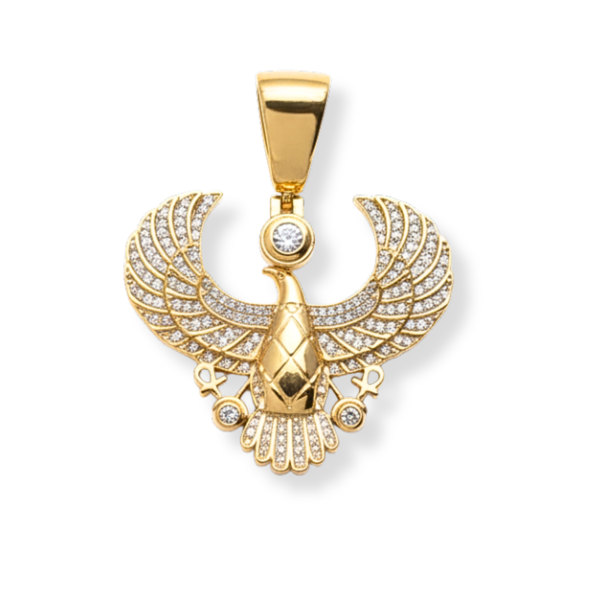 Horus God of Egypt Falcon Bird Moissanite 925 Sterling Silver Pendant